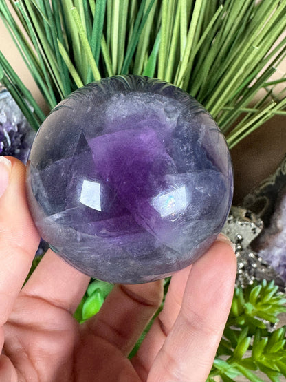 Rainbow Fluorite Sphere 60mm/ 2.38in - Purple Door Alchemy
