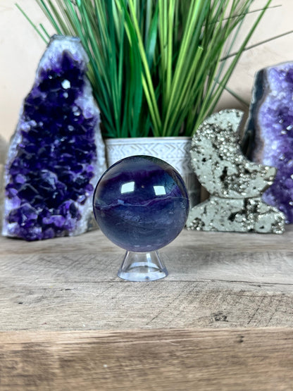 Rainbow Fluorite Sphere 60mm/ 2.38in - Purple Door Alchemy