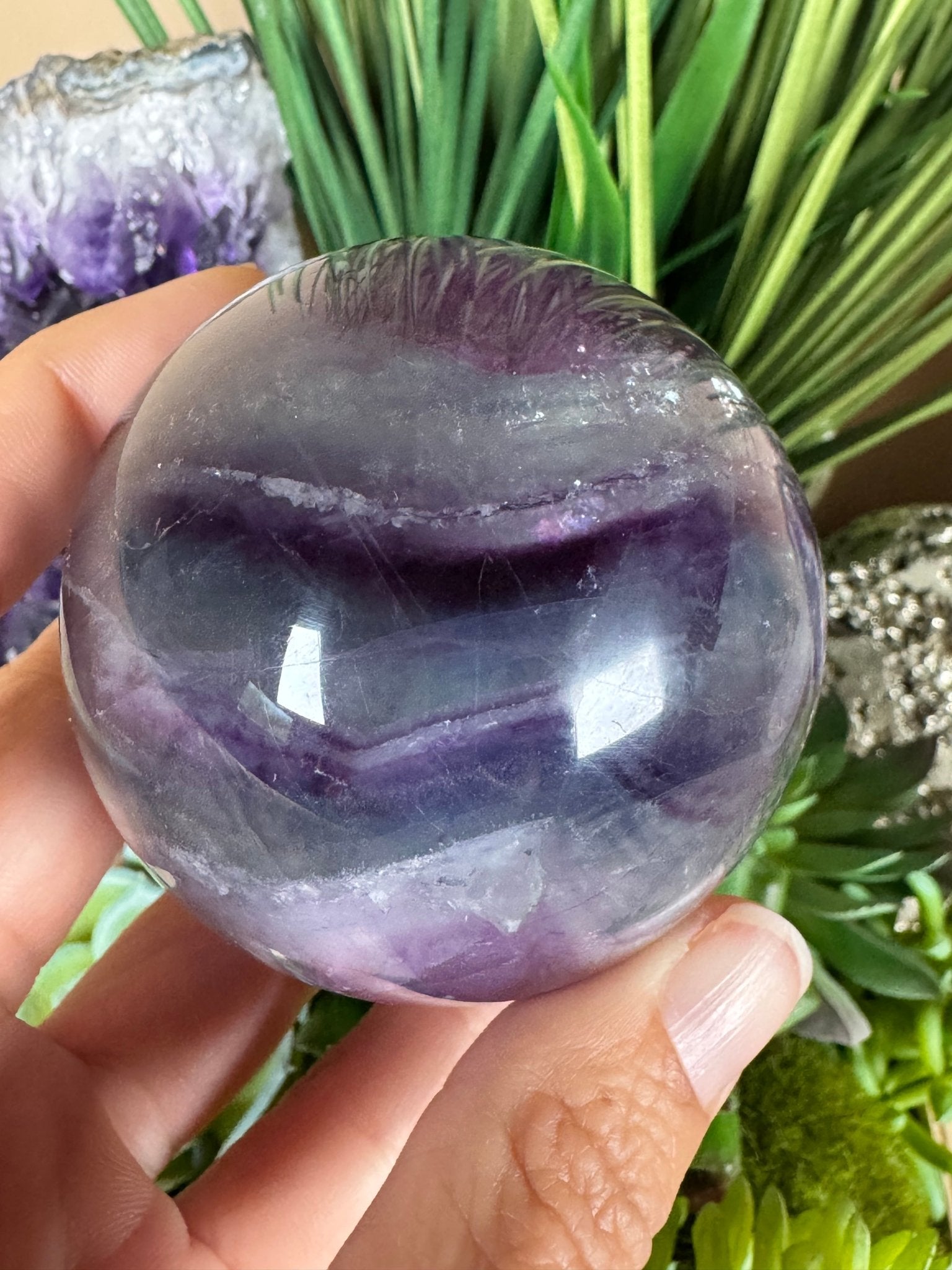 Rainbow Fluorite Sphere 60mm/ 2.38in - Purple Door Alchemy