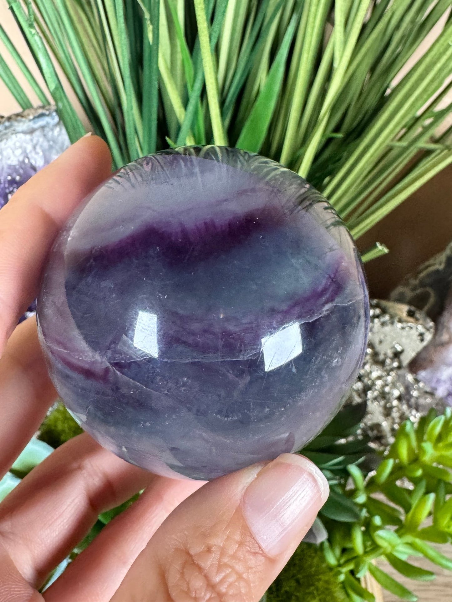 Rainbow Fluorite Sphere 60mm/ 2.38in - Purple Door Alchemy