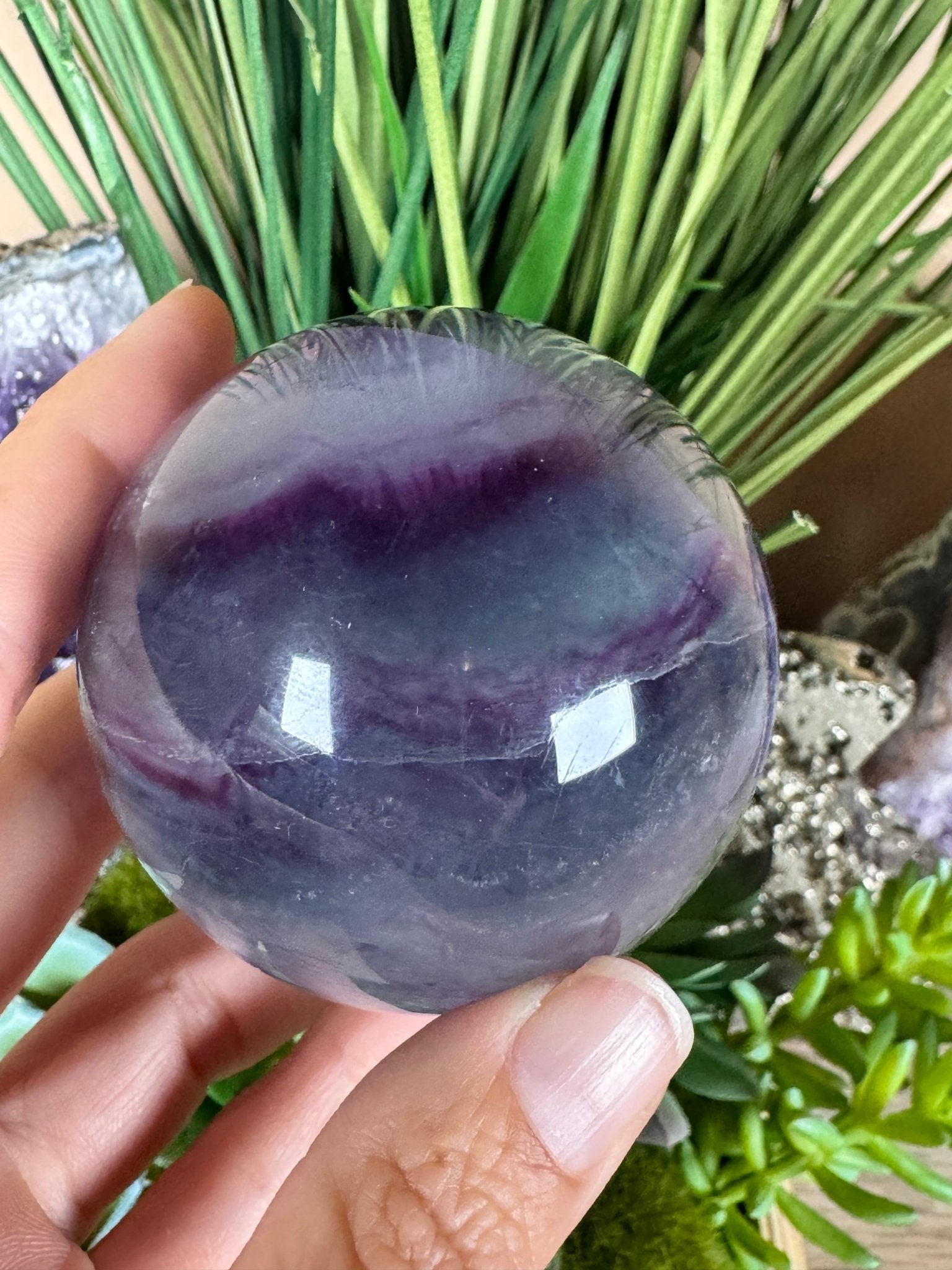 Rainbow Fluorite Sphere 60mm/ 2.38in - Purple Door Alchemy