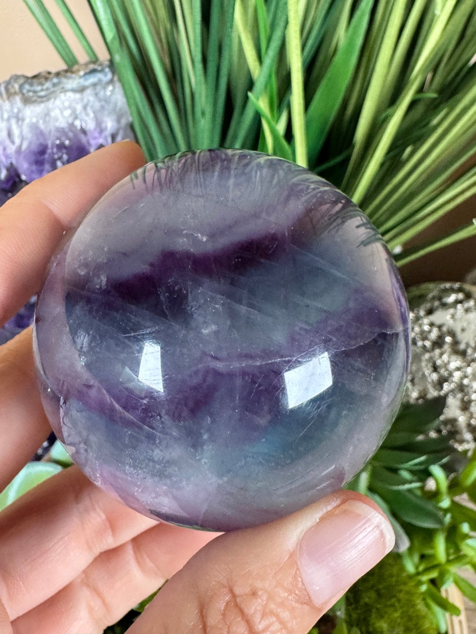 Rainbow Fluorite Sphere 60mm/ 2.38in - Purple Door Alchemy