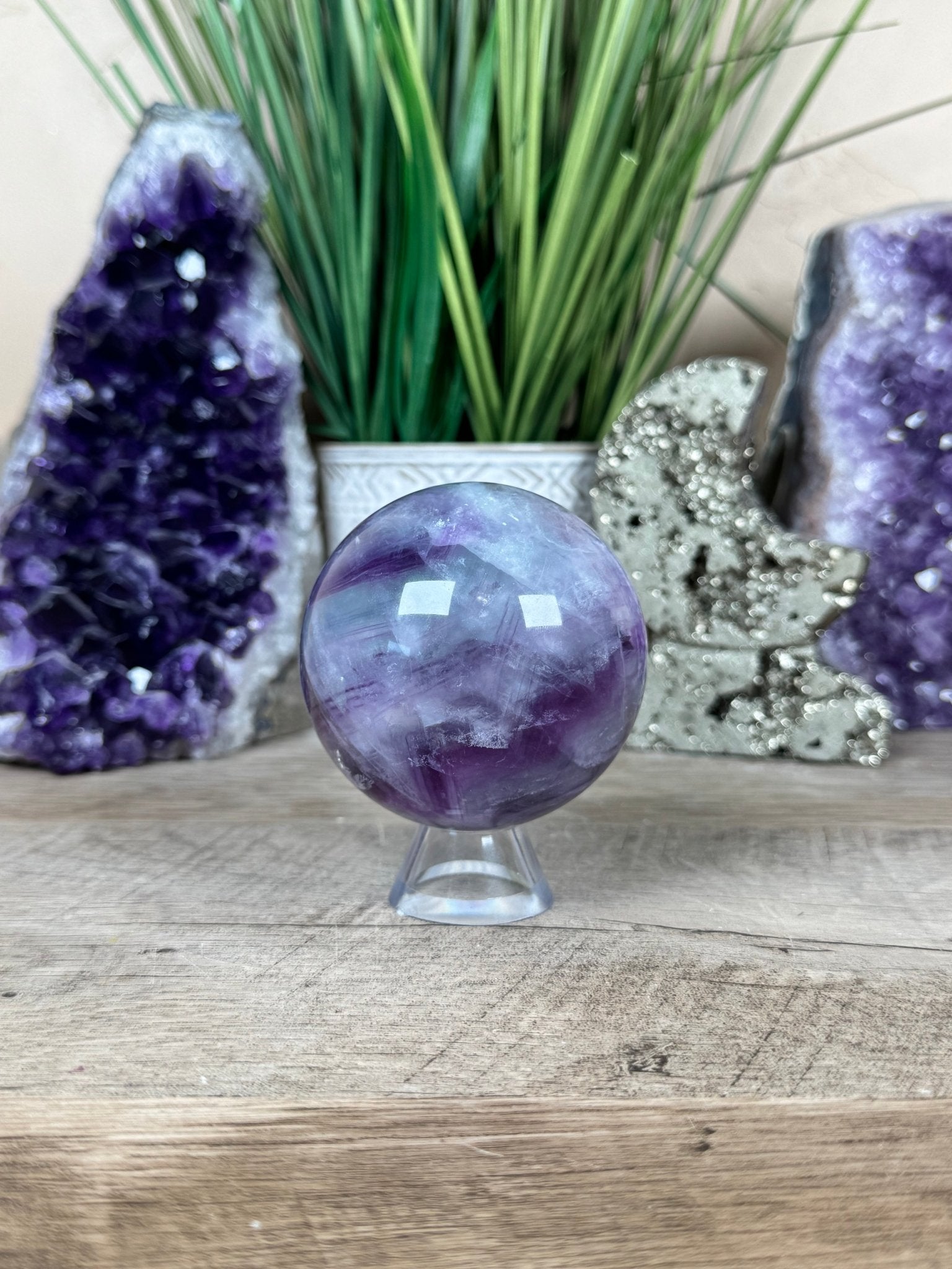 Rainbow Fluorite Sphere 66mm/ 2.63in - Purple Door Alchemy
