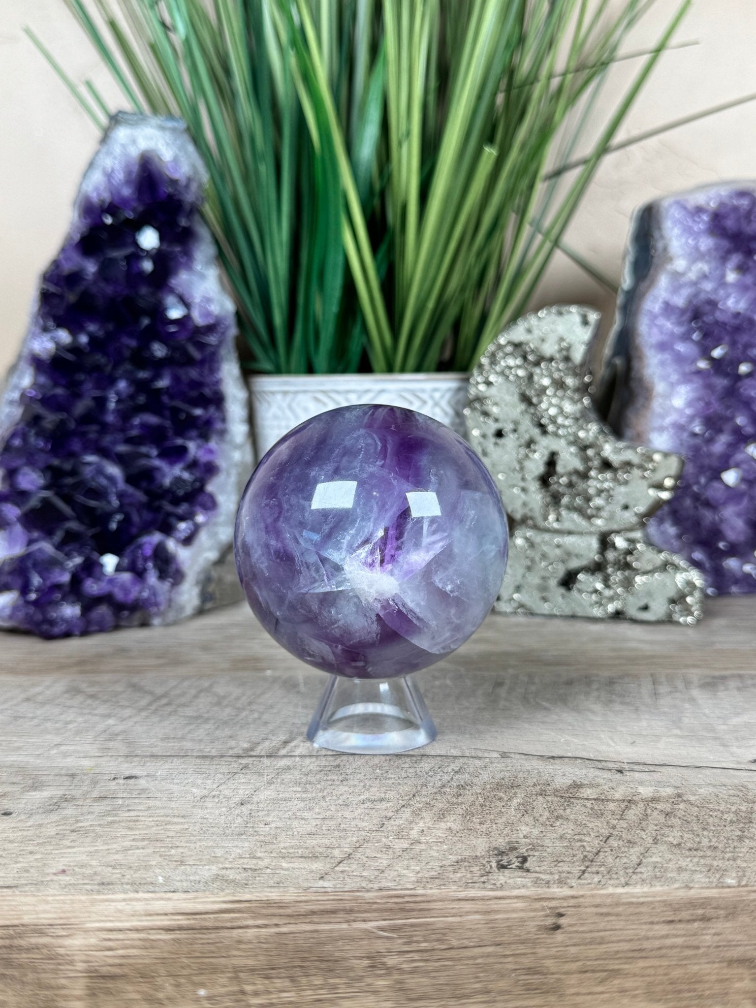 Rainbow Fluorite Sphere 66mm/ 2.63in - Purple Door Alchemy