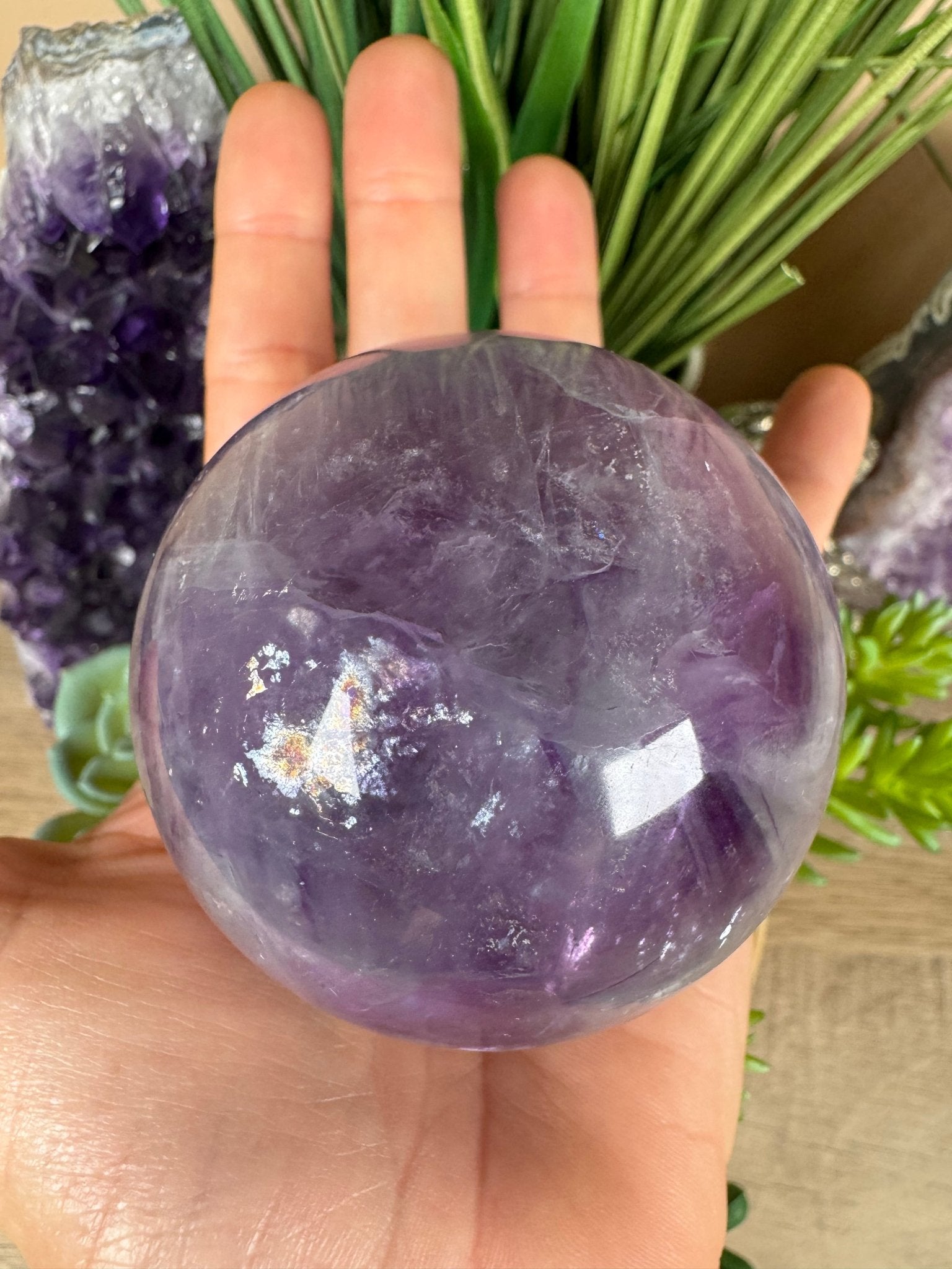 Rainbow Fluorite Sphere 66mm/ 2.63in - Purple Door Alchemy