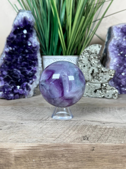 Rainbow Fluorite Sphere 66mm/ 2.63in - Purple Door Alchemy