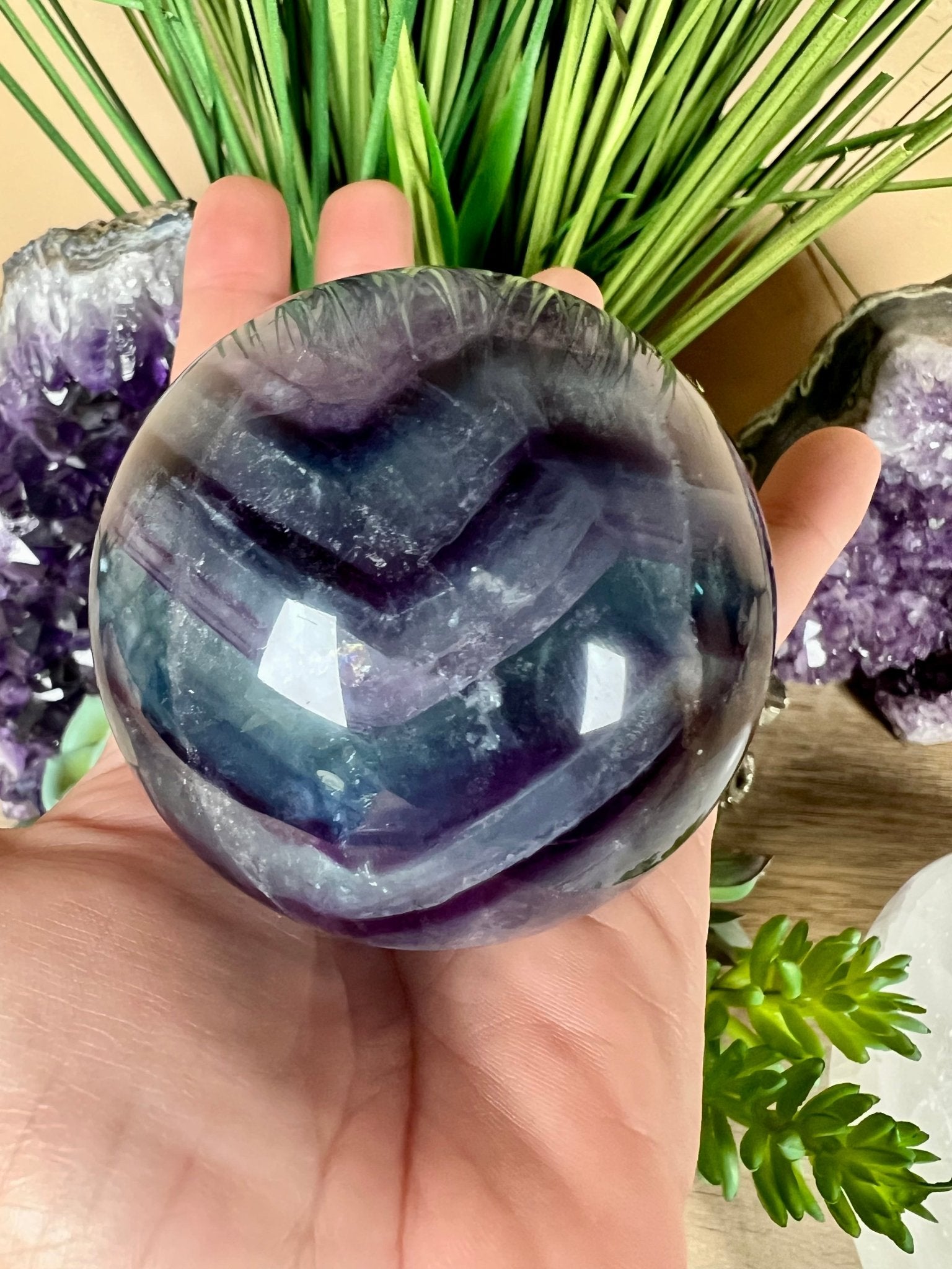 Rainbow Fluorite Sphere 69mm/2.7in - Purple Door Alchemy