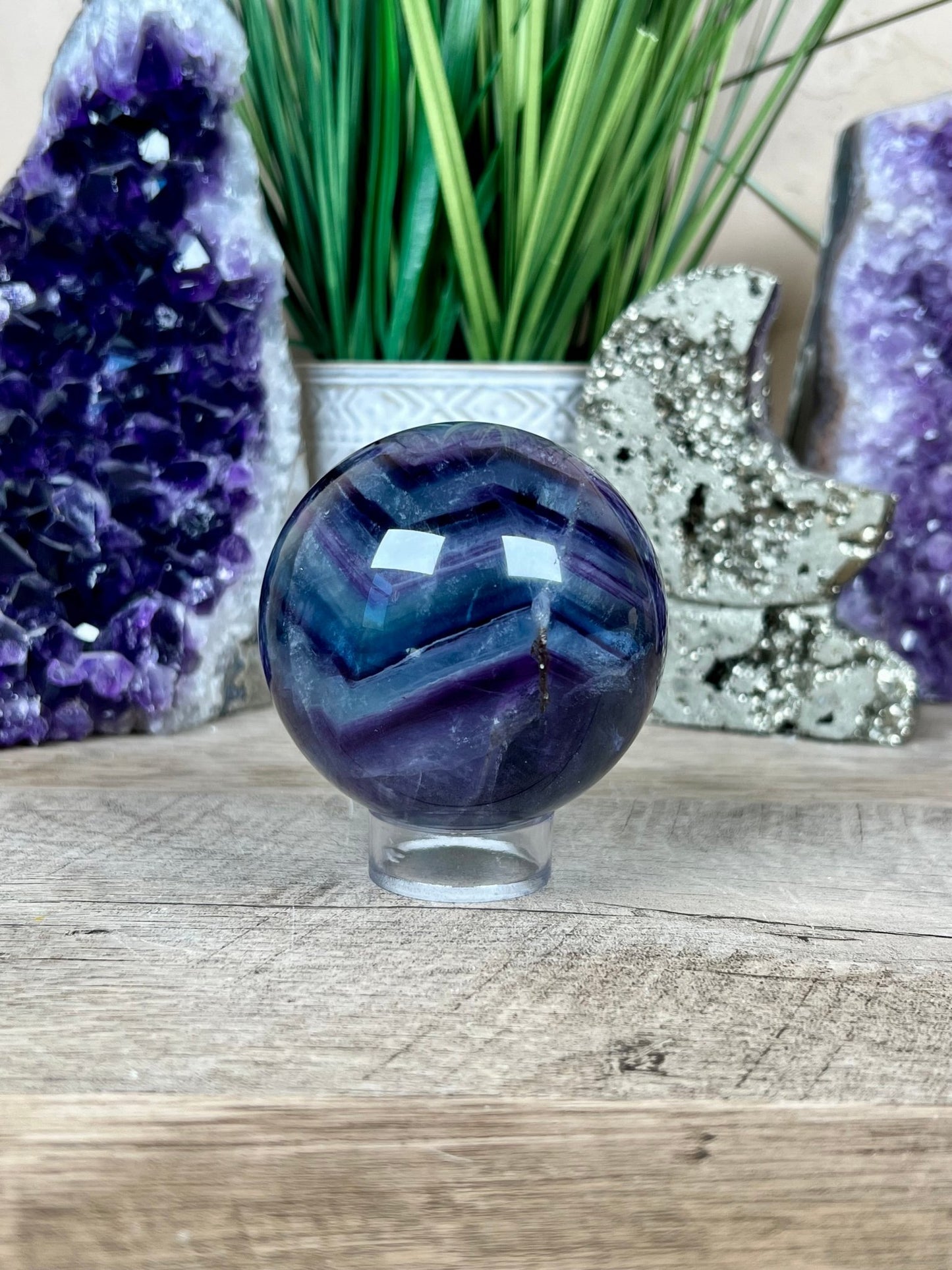 Rainbow Fluorite Sphere 69mm/2.7in - Purple Door Alchemy