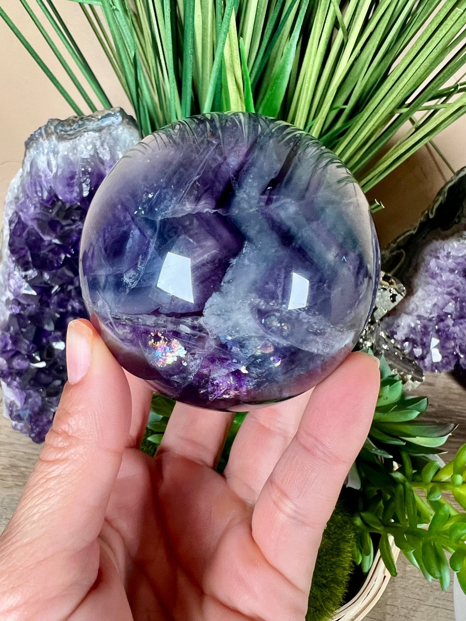 Rainbow Fluorite Sphere 69mm/2.7in - Purple Door Alchemy