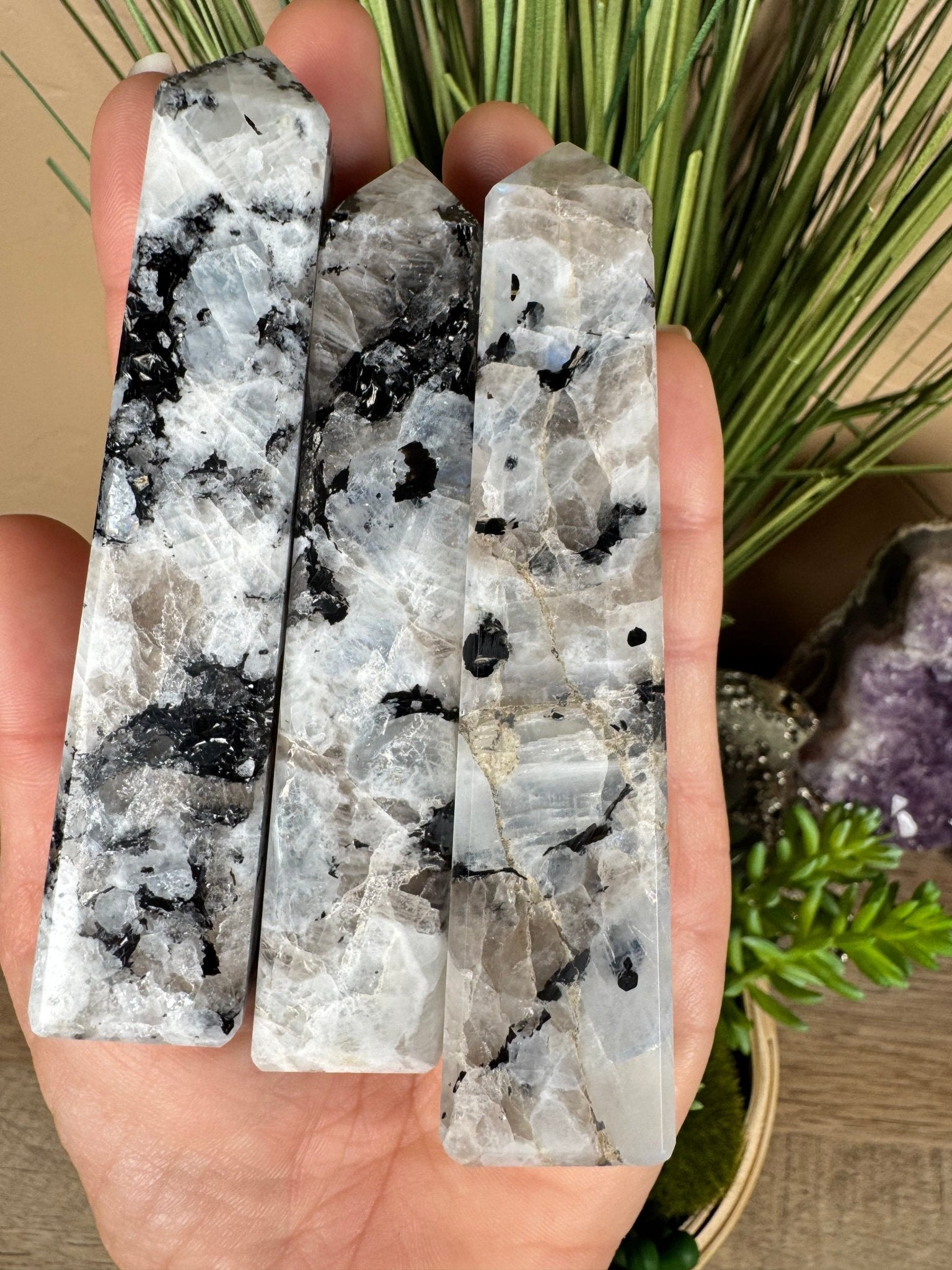 Rainbow Moonstone Obelisk - Purple Door Alchemy