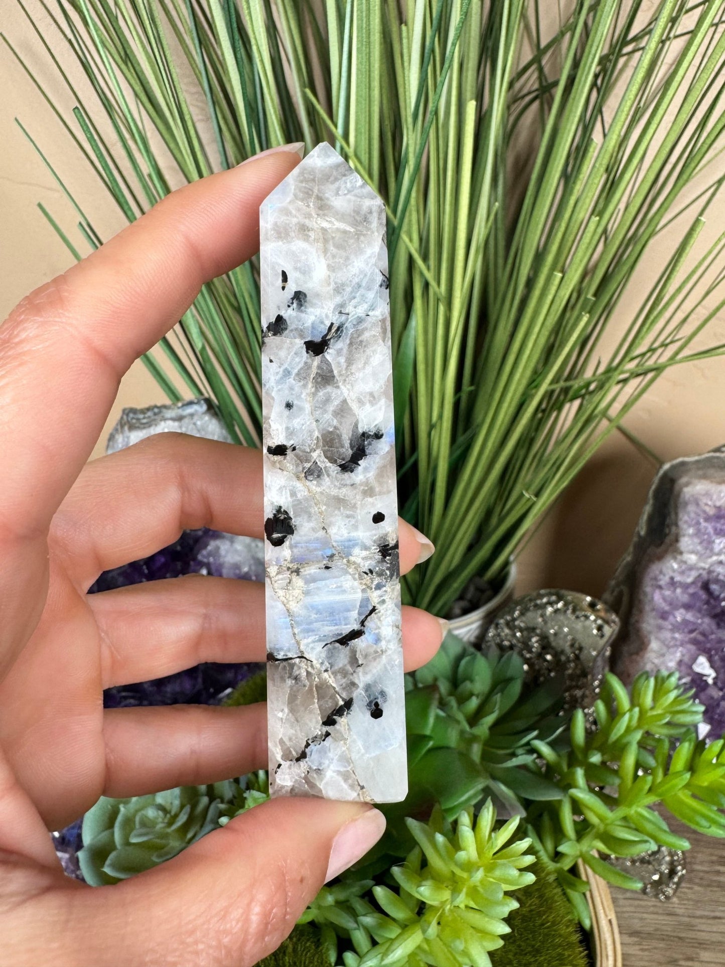 Rainbow Moonstone Obelisk - Purple Door Alchemy