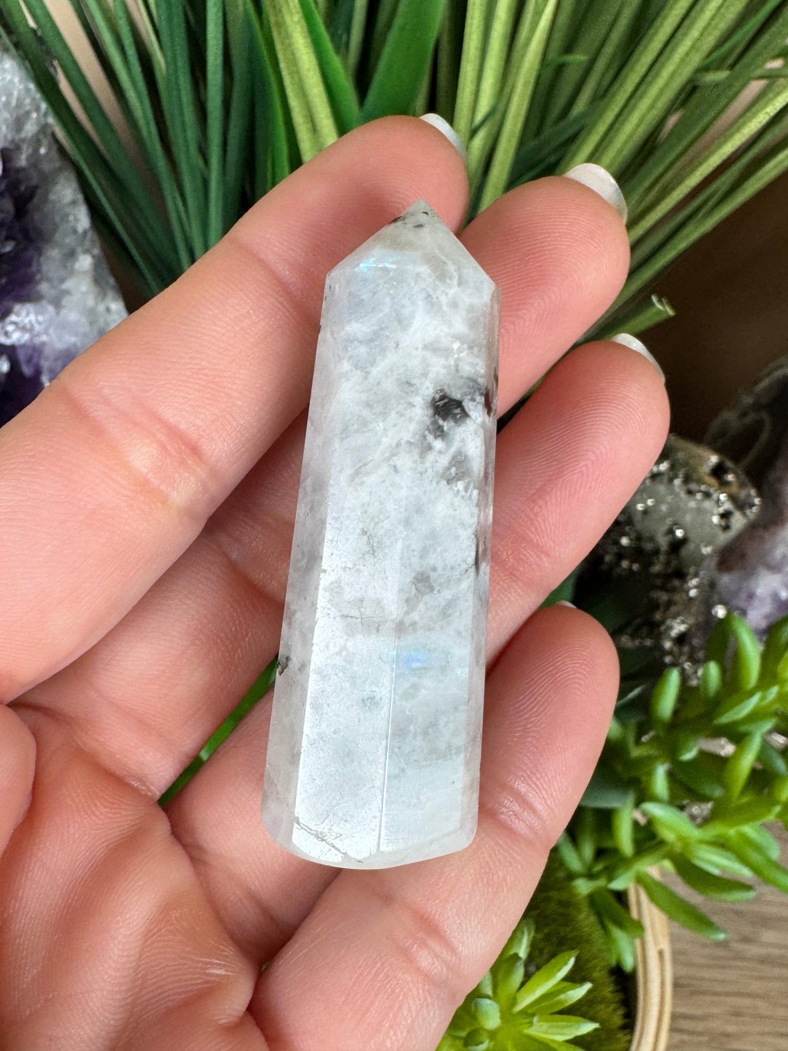 Rainbow Moonstone Points - Purple Door Alchemy