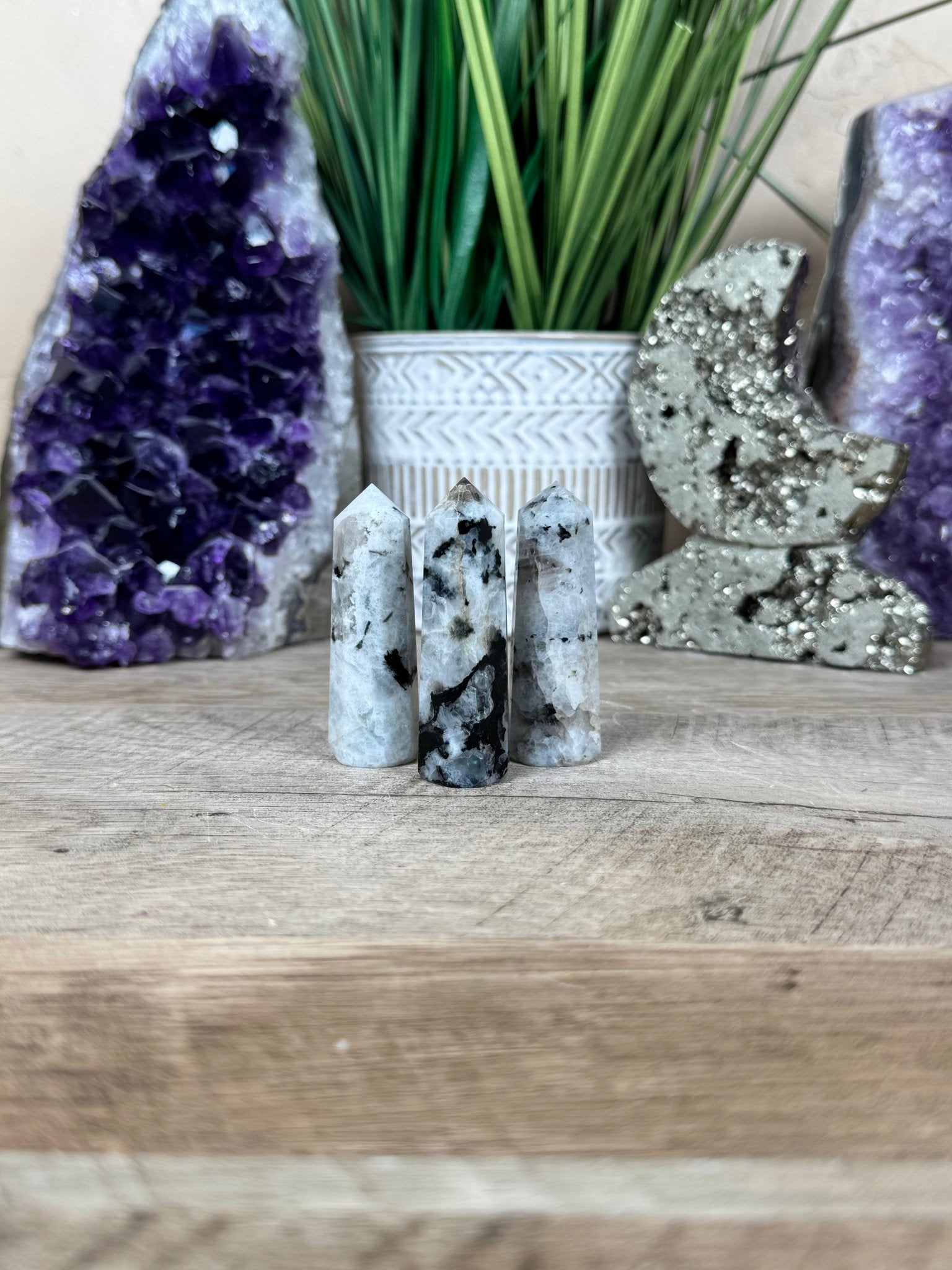 Rainbow Moonstone Points - Purple Door Alchemy
