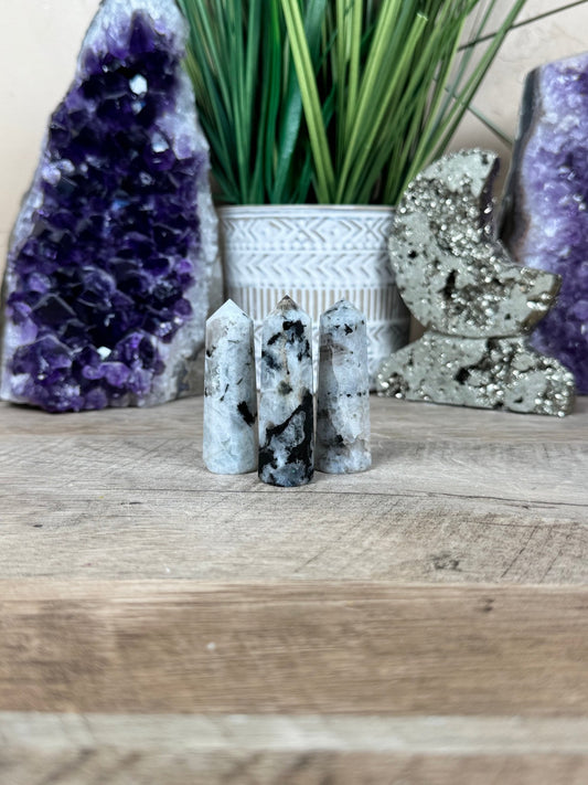 Rainbow Moonstone Points - Purple Door Alchemy