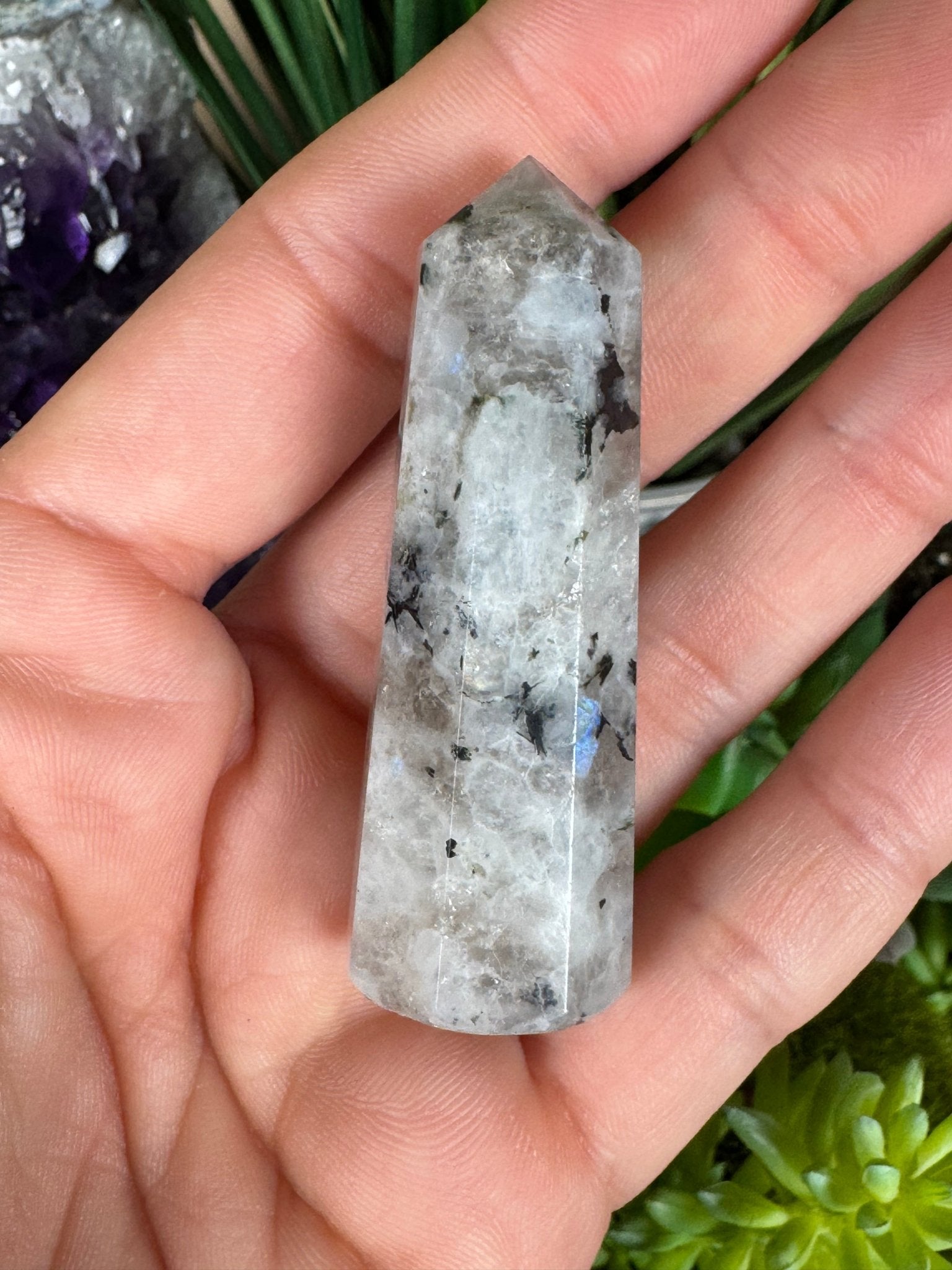 Rainbow Moonstone Points - Purple Door Alchemy