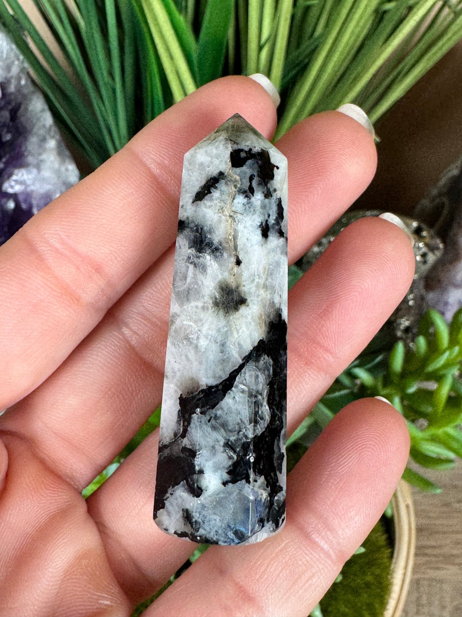 Rainbow Moonstone Points - Purple Door Alchemy