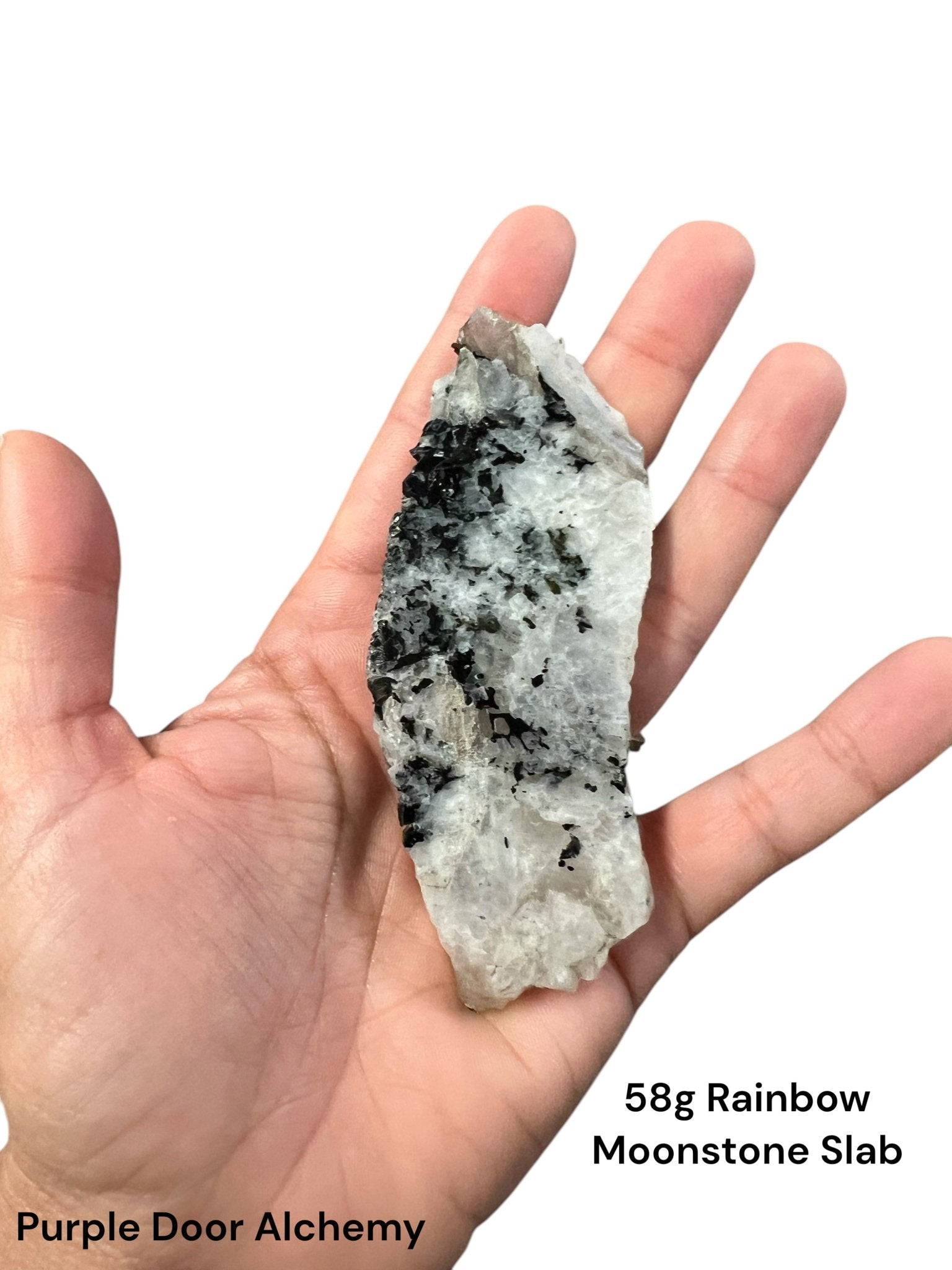 Rainbow Moonstone Polished Slab 58g - Purple Door Alchemy