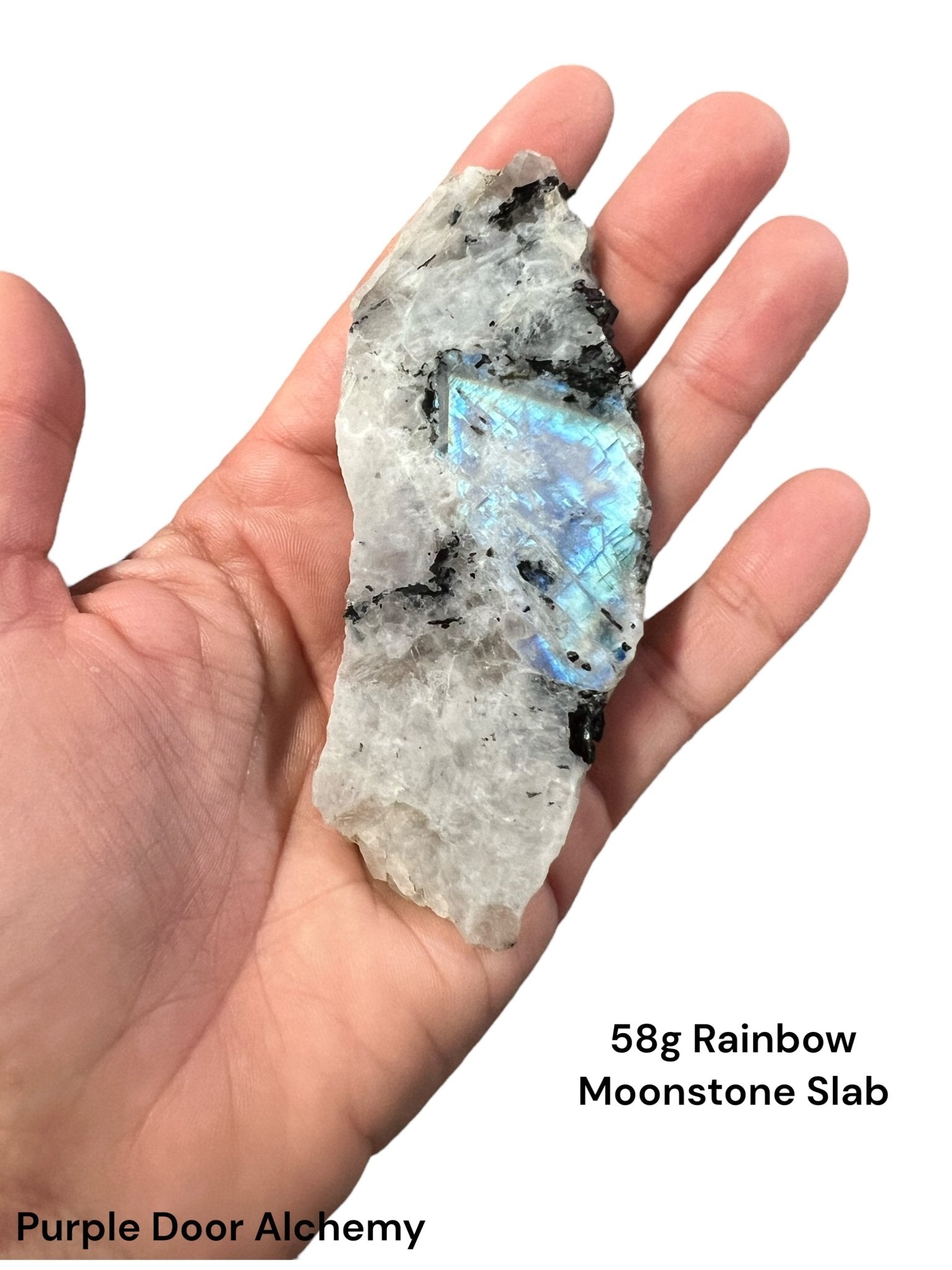 Rainbow Moonstone Polished Slab 58g - Purple Door Alchemy