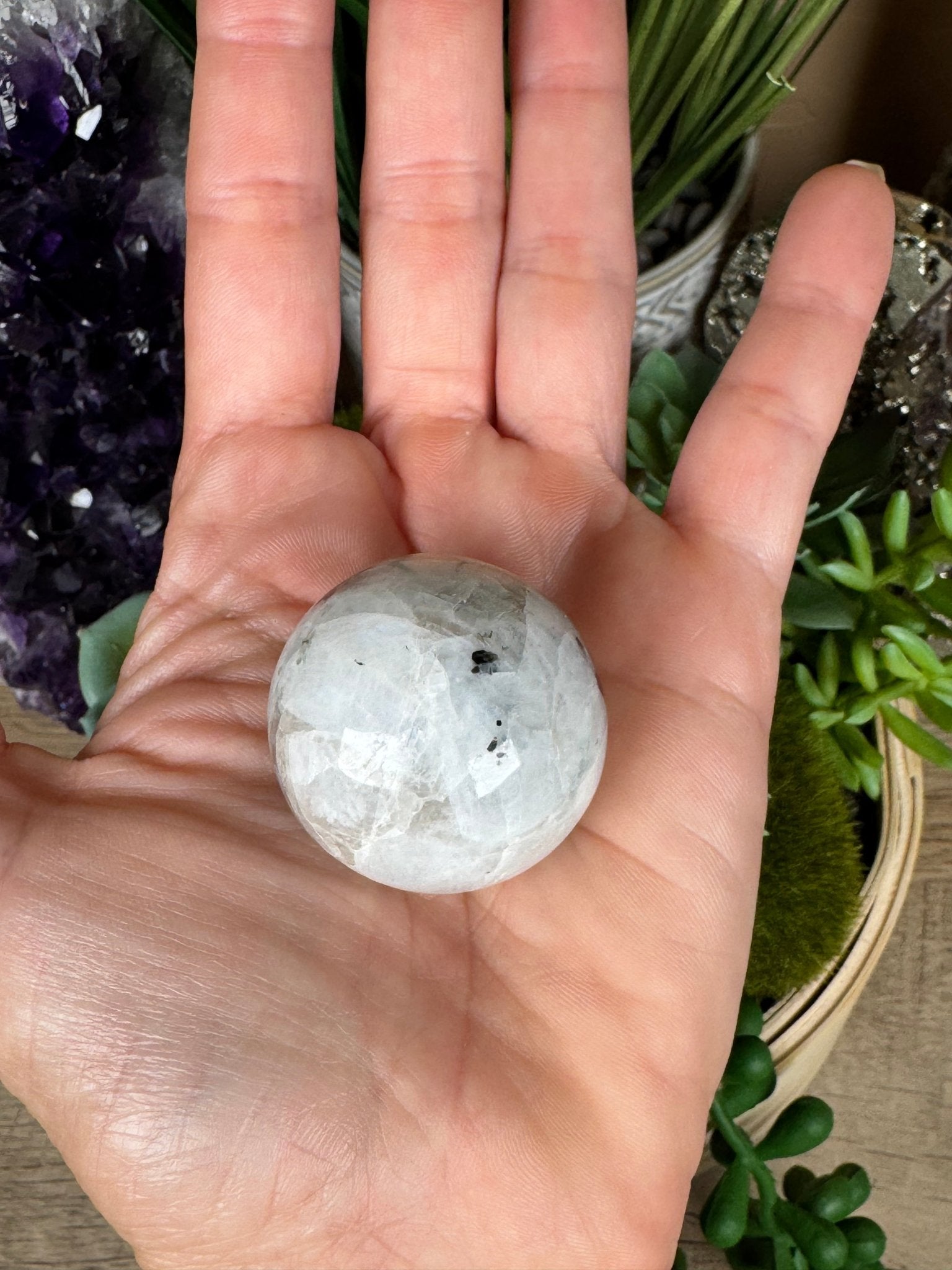 Rainbow Moonstone Sphere 30mm - Purple Door Alchemy