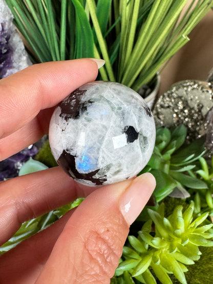 Rainbow Moonstone Sphere 30mm - Purple Door Alchemy