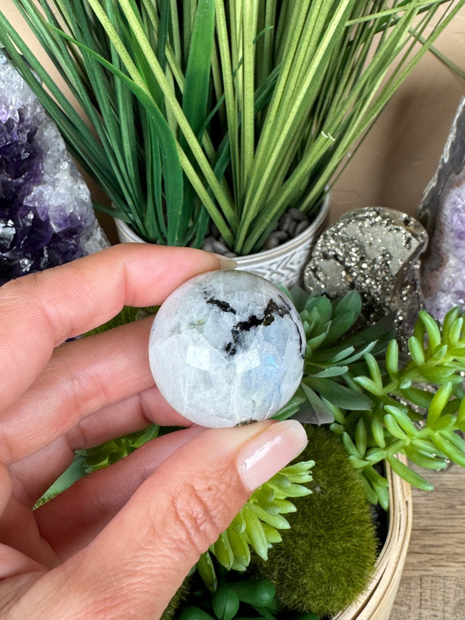 Rainbow Moonstone Sphere 30mm - Purple Door Alchemy