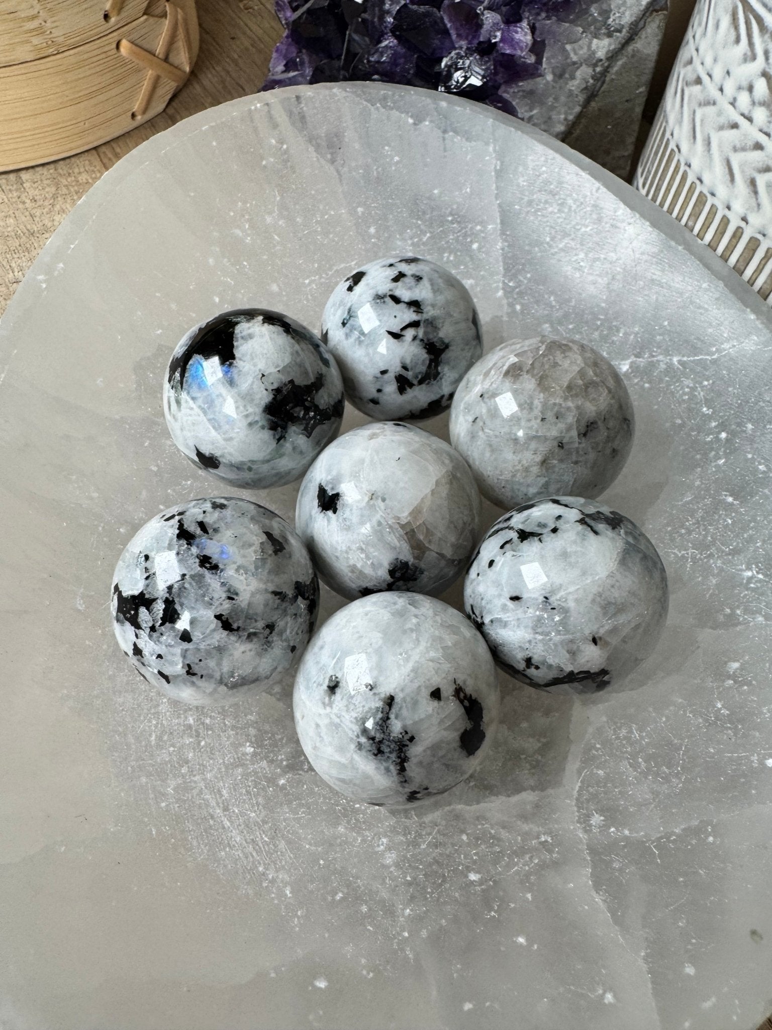 Rainbow Moonstone Sphere 30mm - Purple Door Alchemy