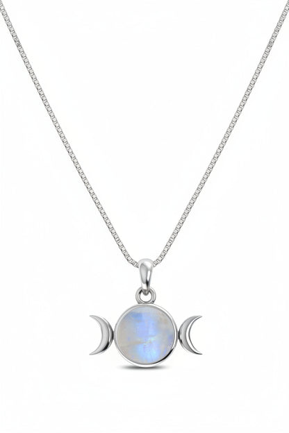 Triple Moon Rainbow Moonstone Necklace