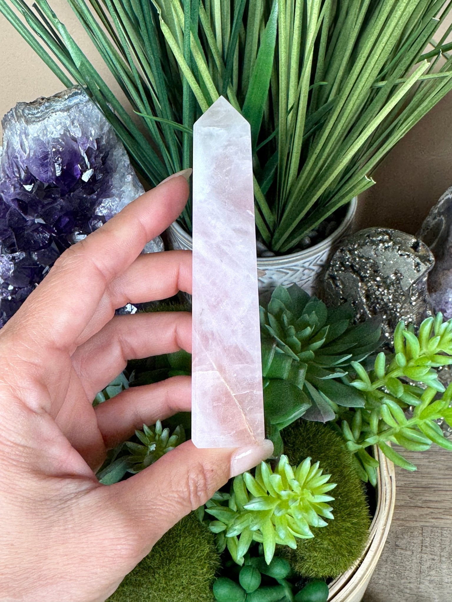 Rose Quartz Obelisk - Purple Door Alchemy