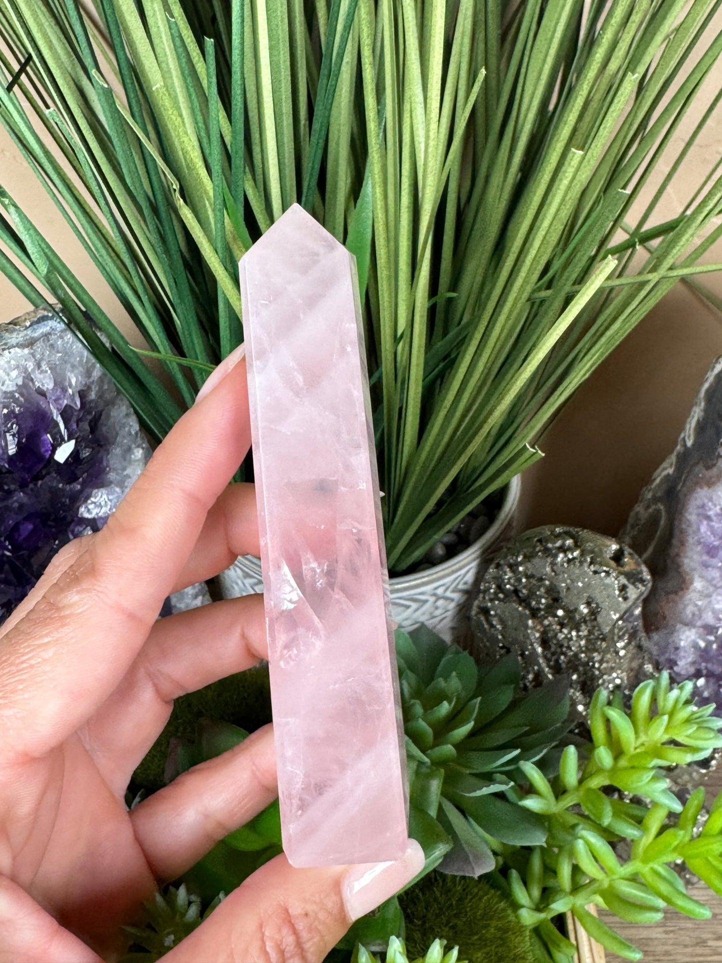 Rose Quartz Obelisk - Purple Door Alchemy