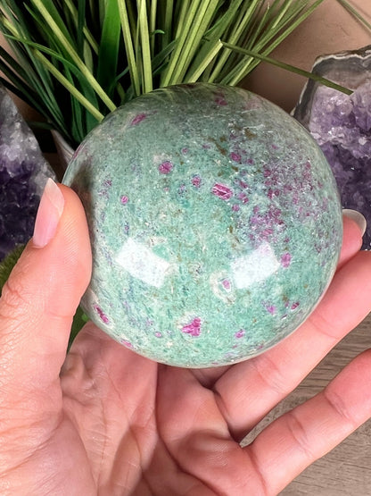 Ruby in Fuchsite Sphere 73mm, 2.9in - Purple Door Alchemy