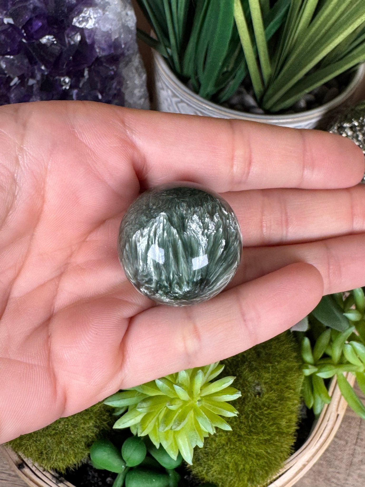 Seraphinite Sphere 27mm (1.07") - Purple Door Alchemy