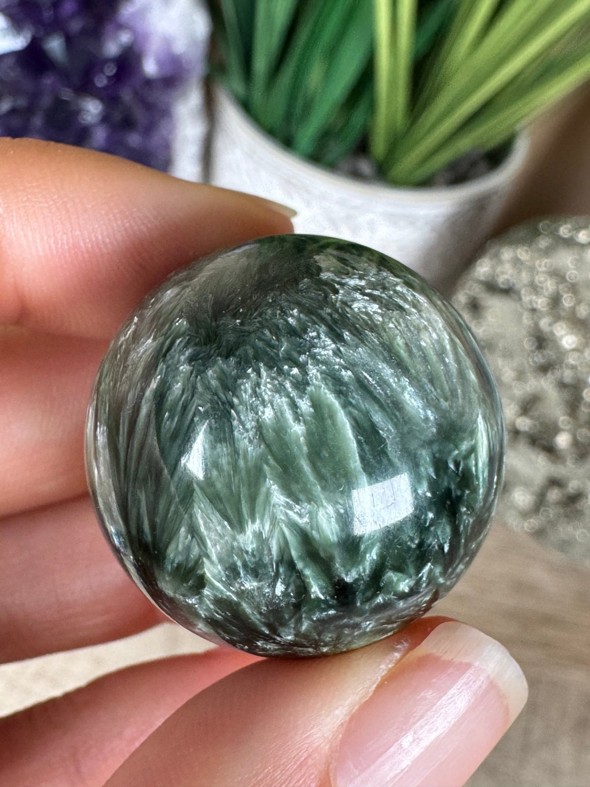 Seraphinite Sphere 28mm (1.10") - Purple Door Alchemy