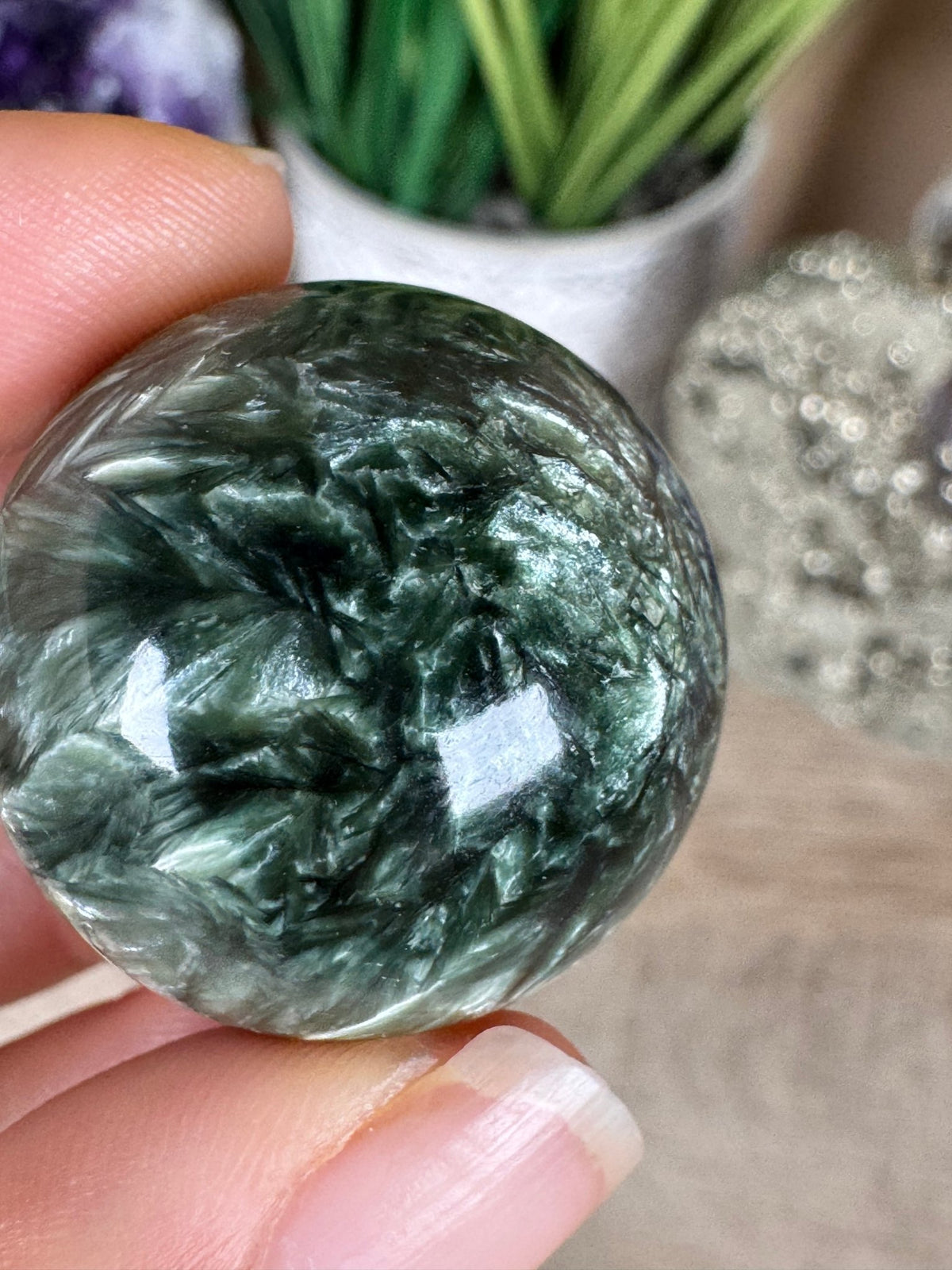 Seraphinite Sphere 28mm (1.10") - Purple Door Alchemy