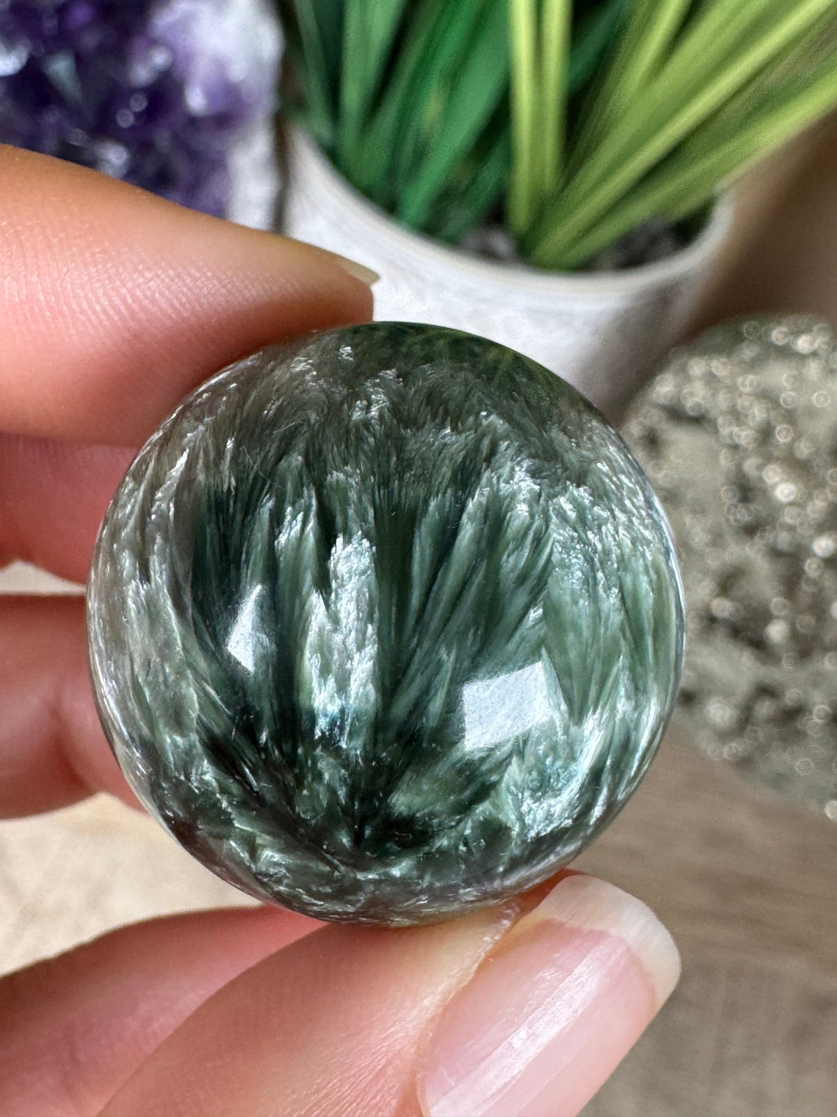 Seraphinite Sphere 28mm (1.10") - Purple Door Alchemy
