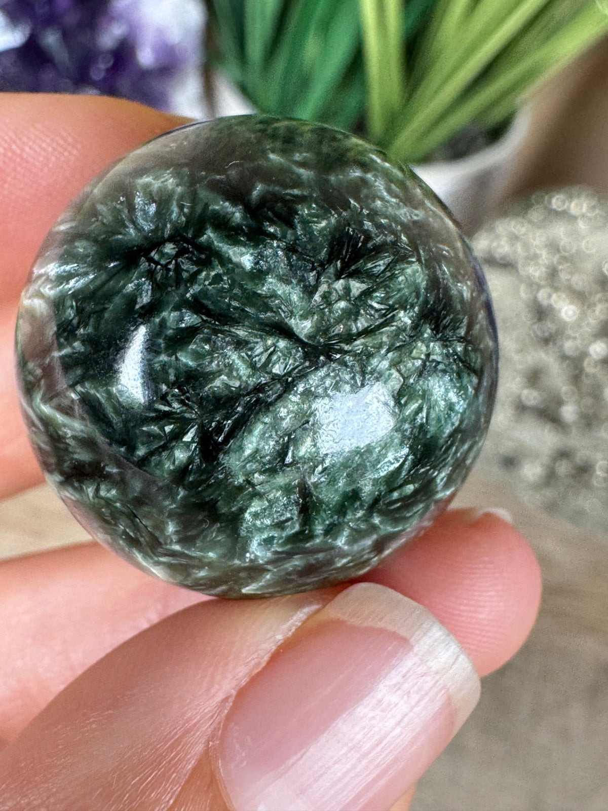 Seraphinite Sphere 28mm (1.10") - Purple Door Alchemy