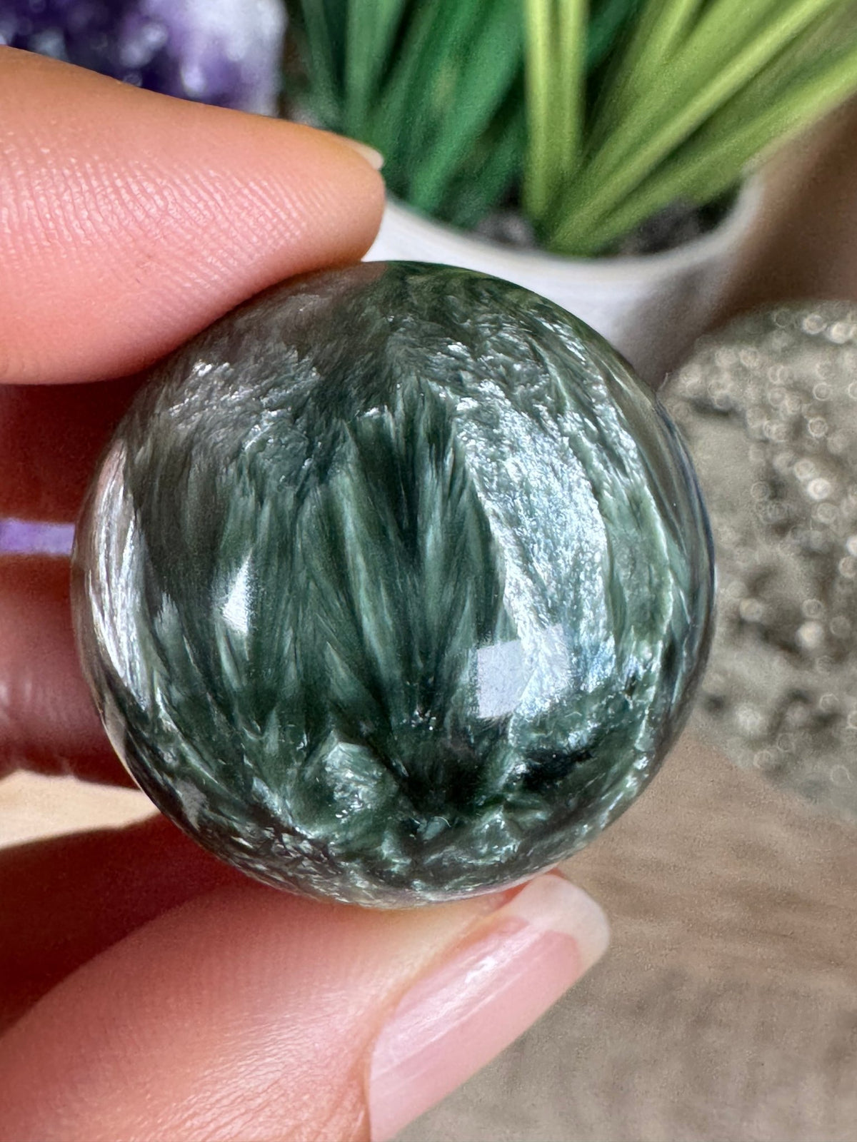 Seraphinite Sphere 28mm (1.10") - Purple Door Alchemy