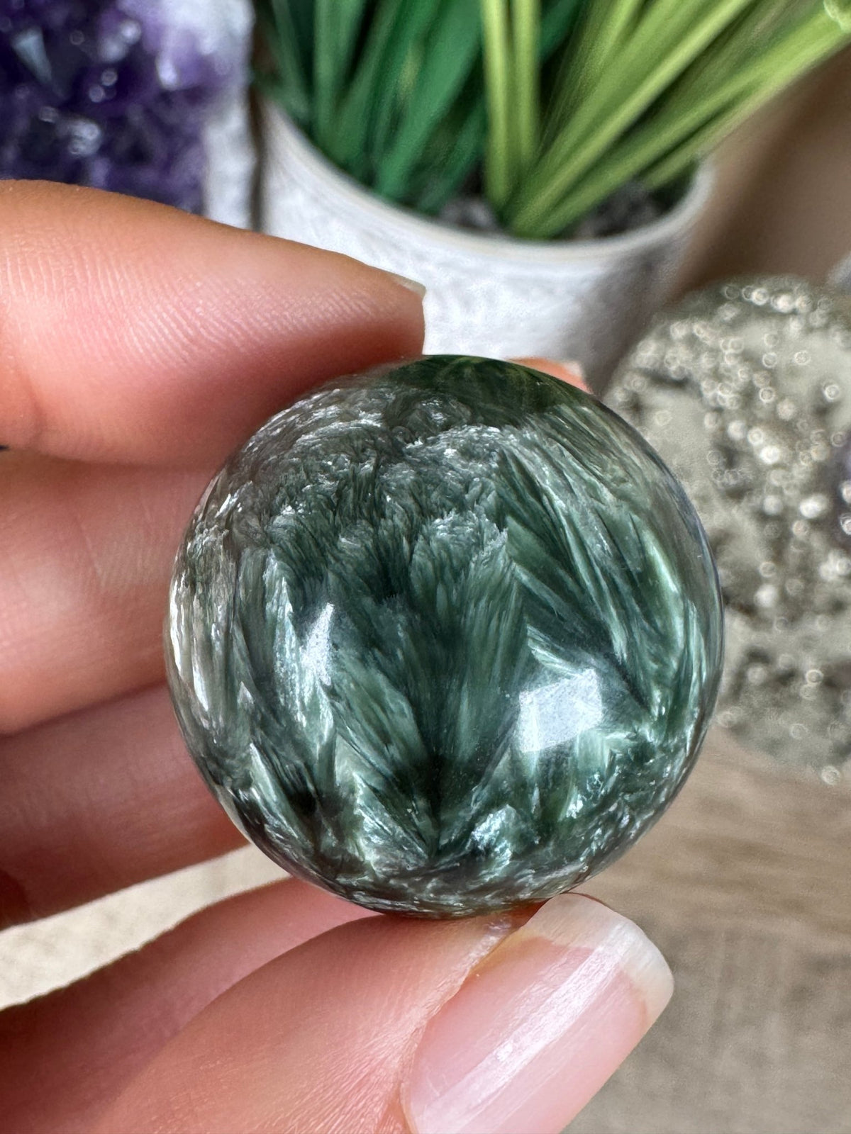 Seraphinite Sphere 28mm (1.10") - Purple Door Alchemy