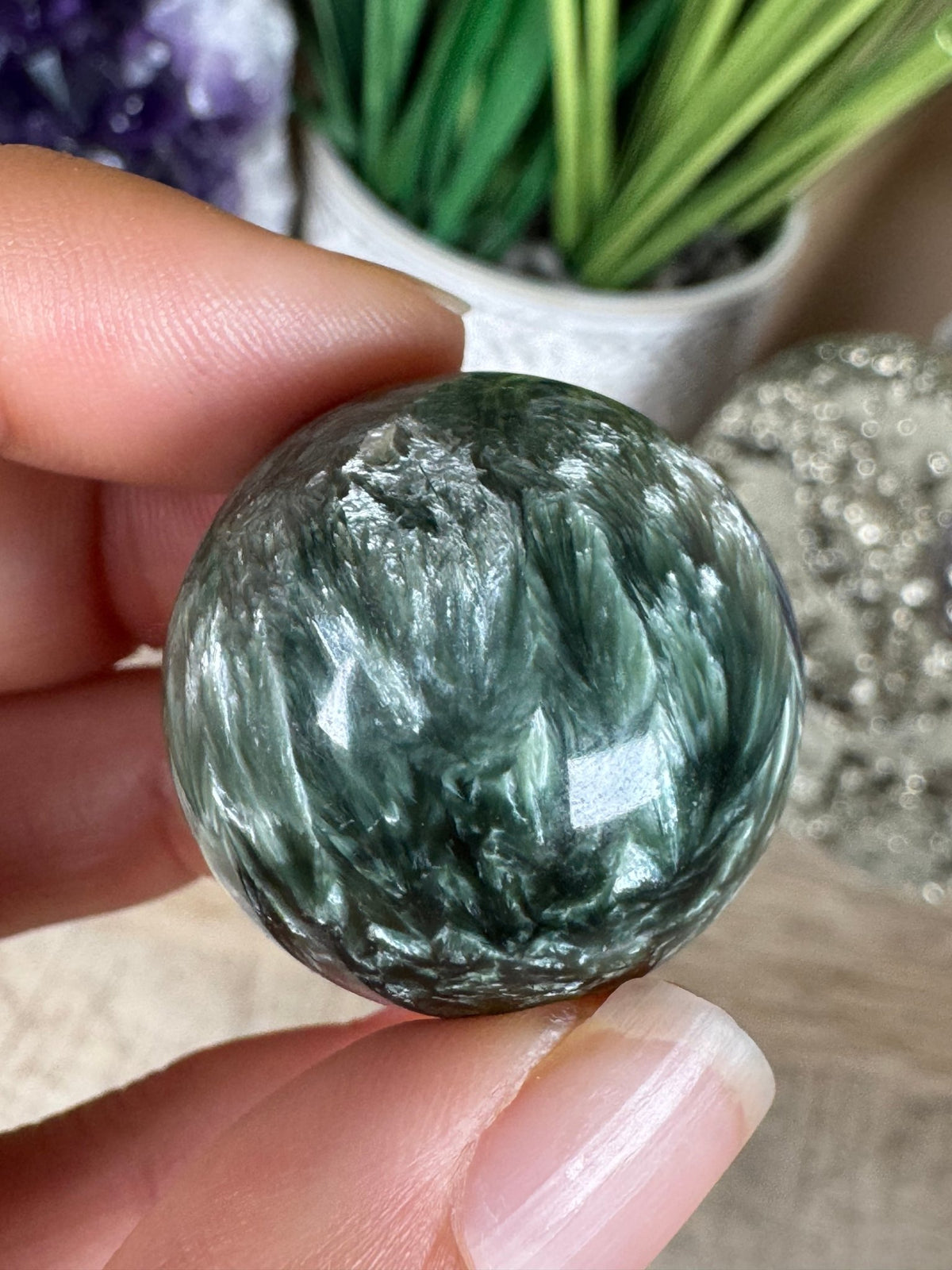 Seraphinite Sphere 28mm (1.10") - Purple Door Alchemy