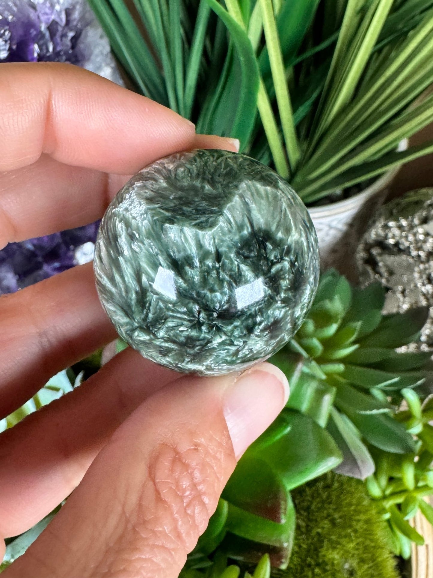 Seraphinite Sphere 34mm (1.35") - Purple Door Alchemy
