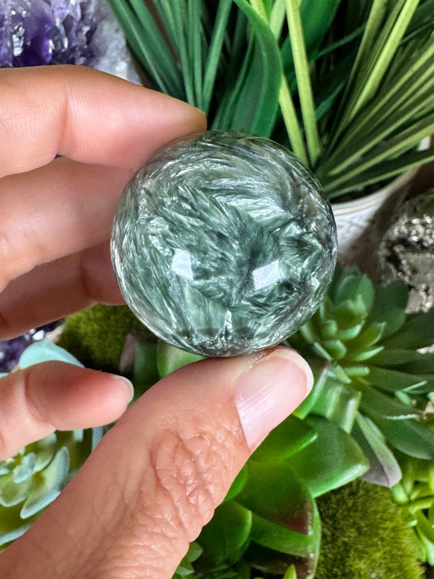 Seraphinite Sphere 34mm (1.35") - Purple Door Alchemy