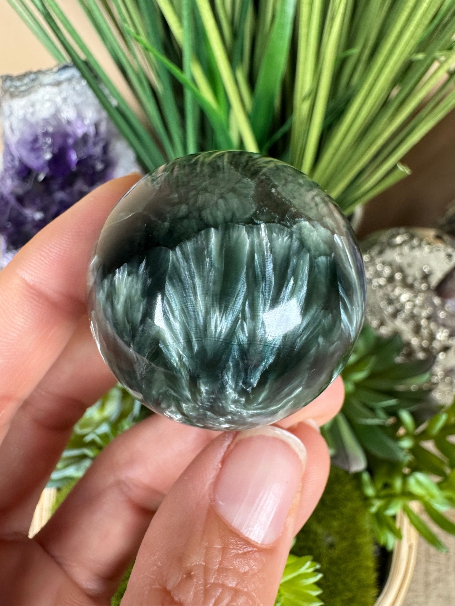 Seraphinite Sphere 38mm (1.5") - Purple Door Alchemy