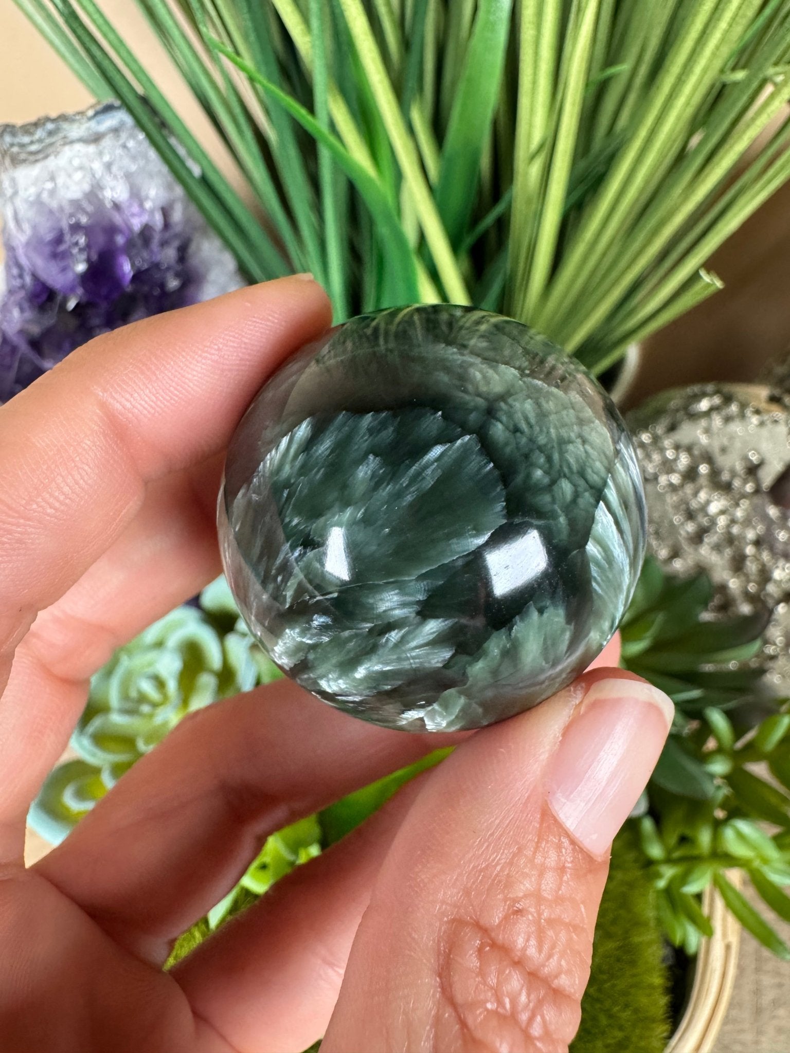 Seraphinite Sphere 38mm (1.5") - Purple Door Alchemy