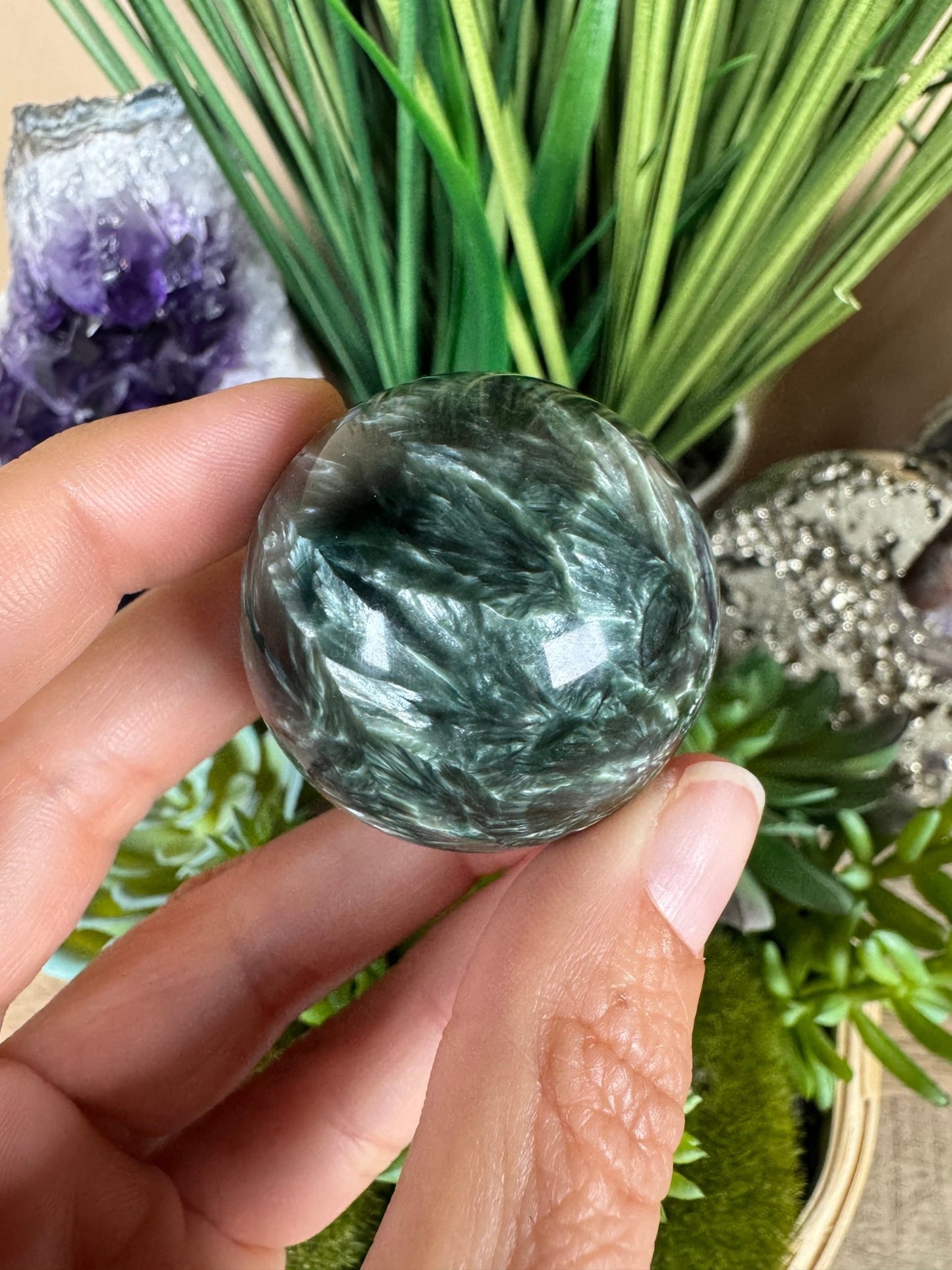 Seraphinite Sphere 38mm (1.5") - Purple Door Alchemy