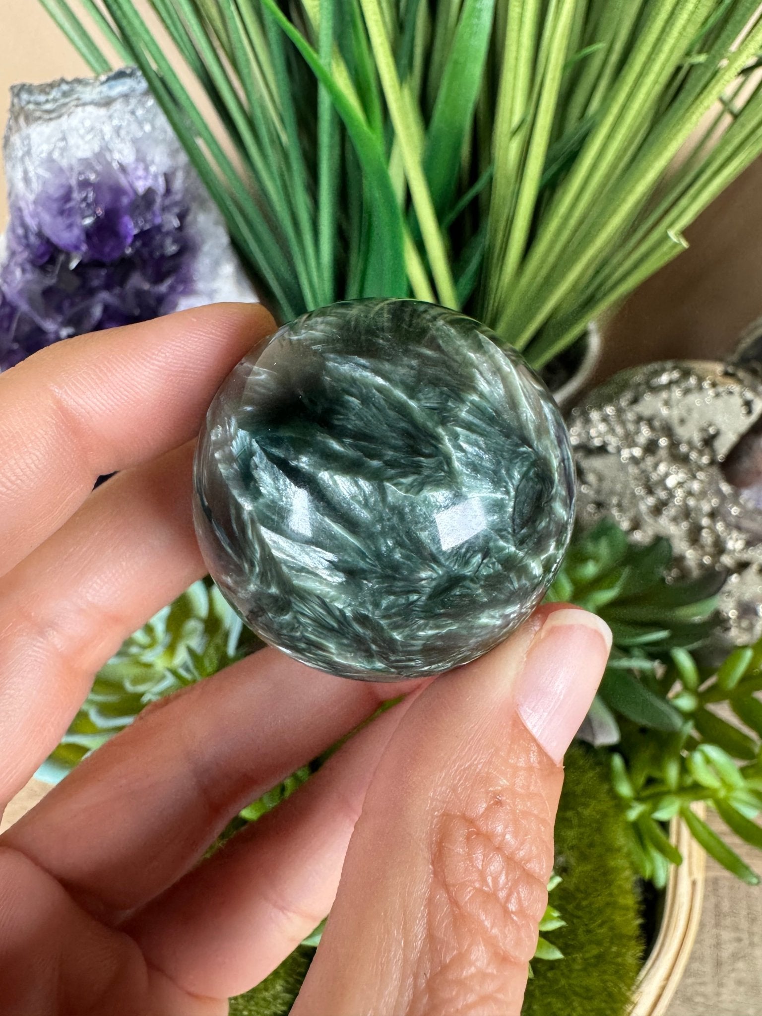 Seraphinite Sphere 38mm (1.5") - Purple Door Alchemy
