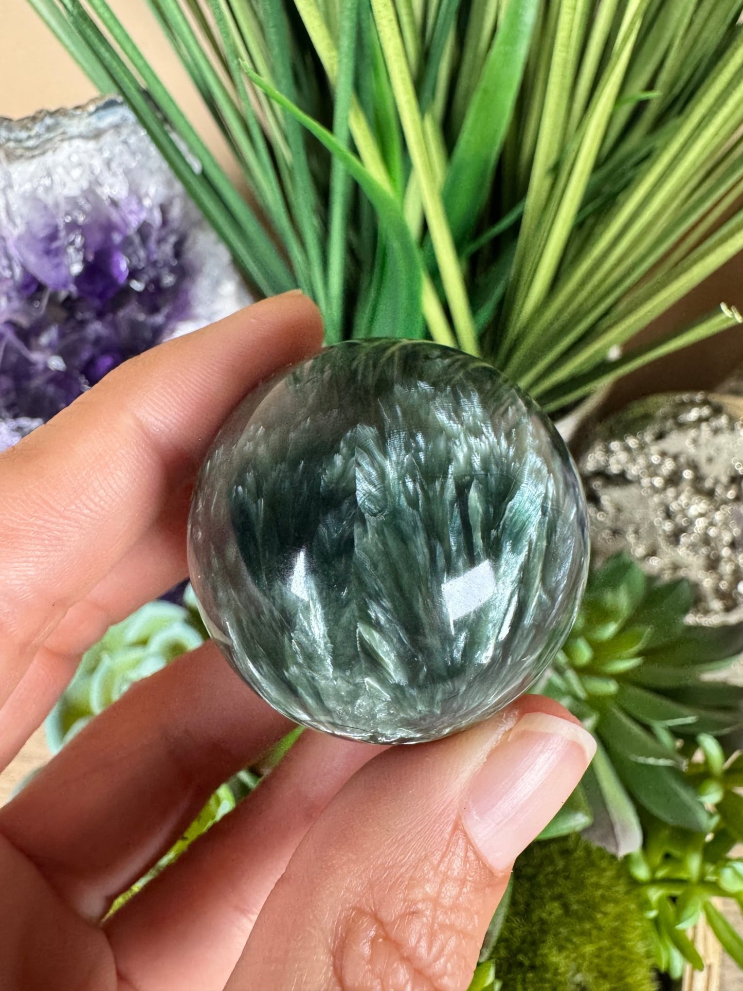 Seraphinite Sphere 38mm (1.5") - Purple Door Alchemy