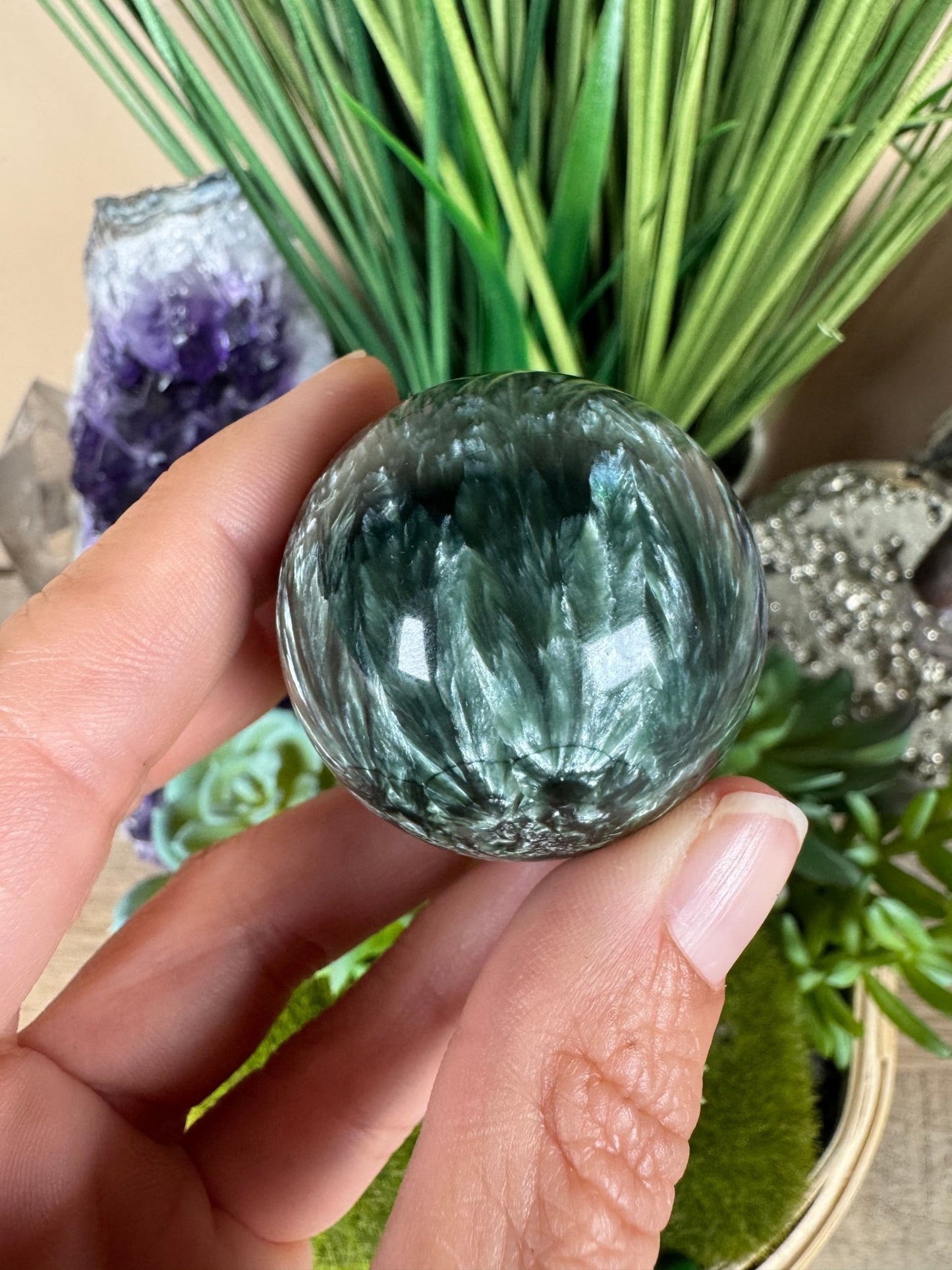 Seraphinite Sphere 38mm (1.5") - Purple Door Alchemy