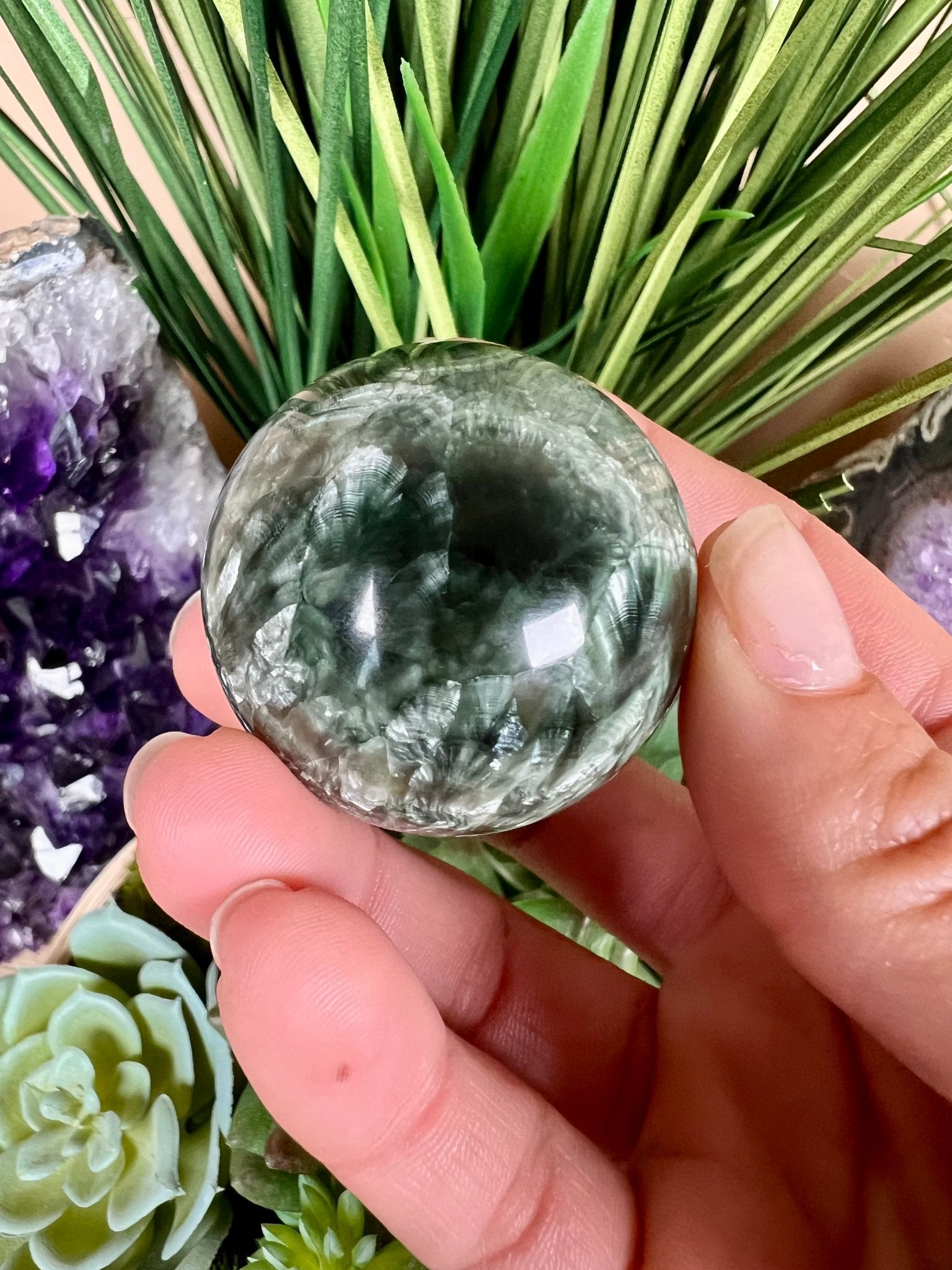 Seraphinite Sphere 40mm (1.6") - Purple Door Alchemy