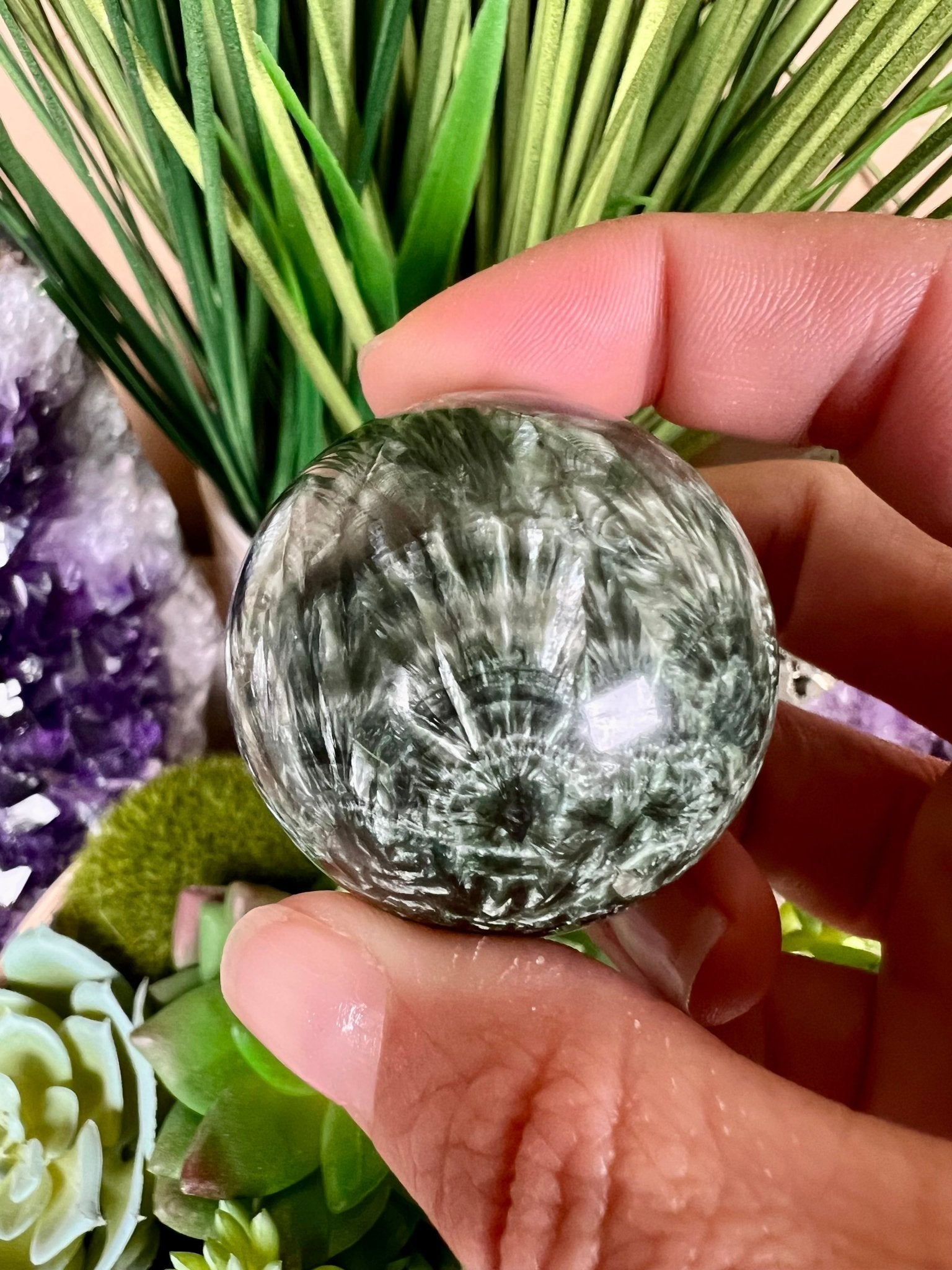 Seraphinite Sphere 40mm (1.6") - Purple Door Alchemy