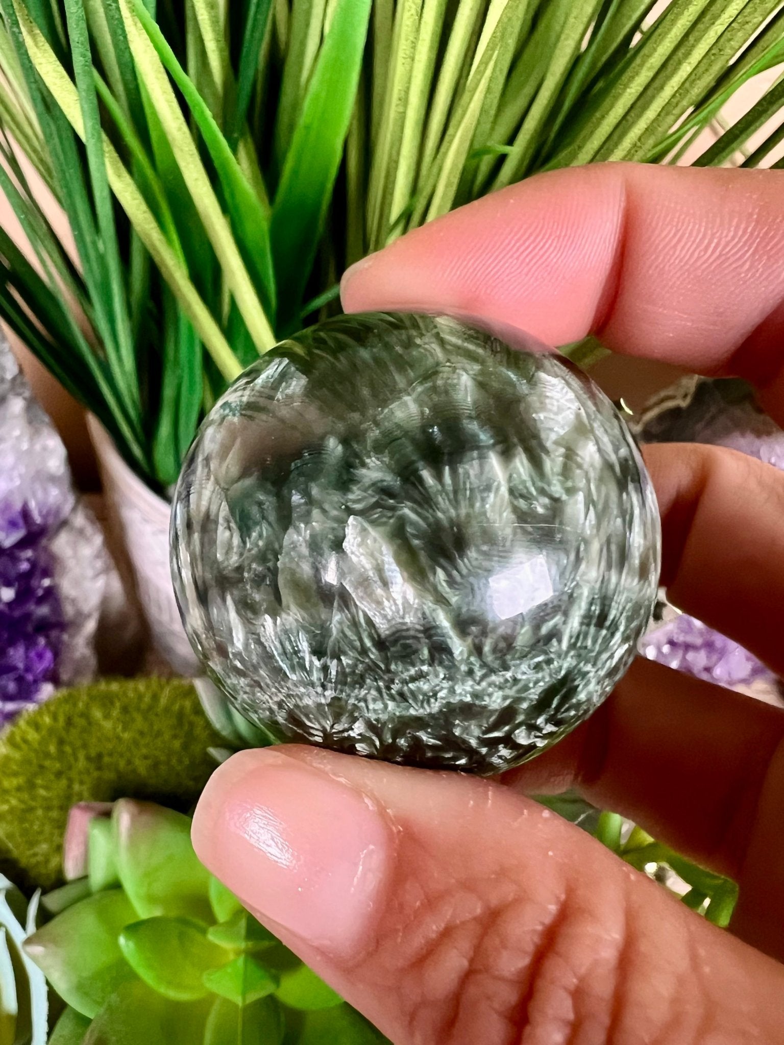 Seraphinite Sphere 40mm (1.6") - Purple Door Alchemy