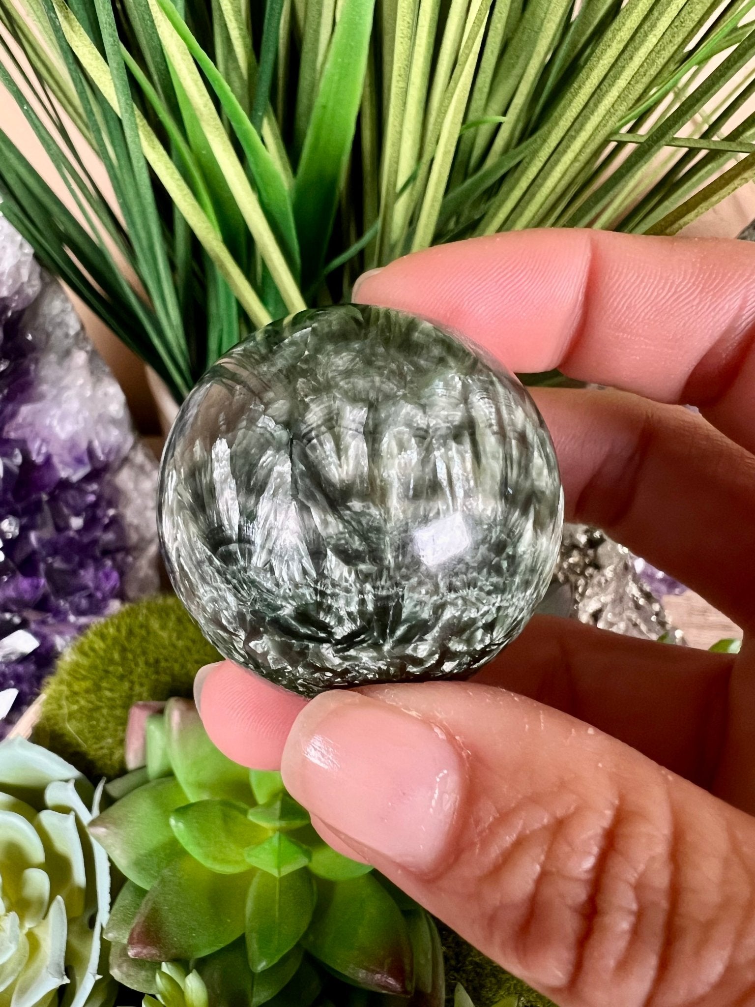 Seraphinite Sphere 40mm (1.6") - Purple Door Alchemy